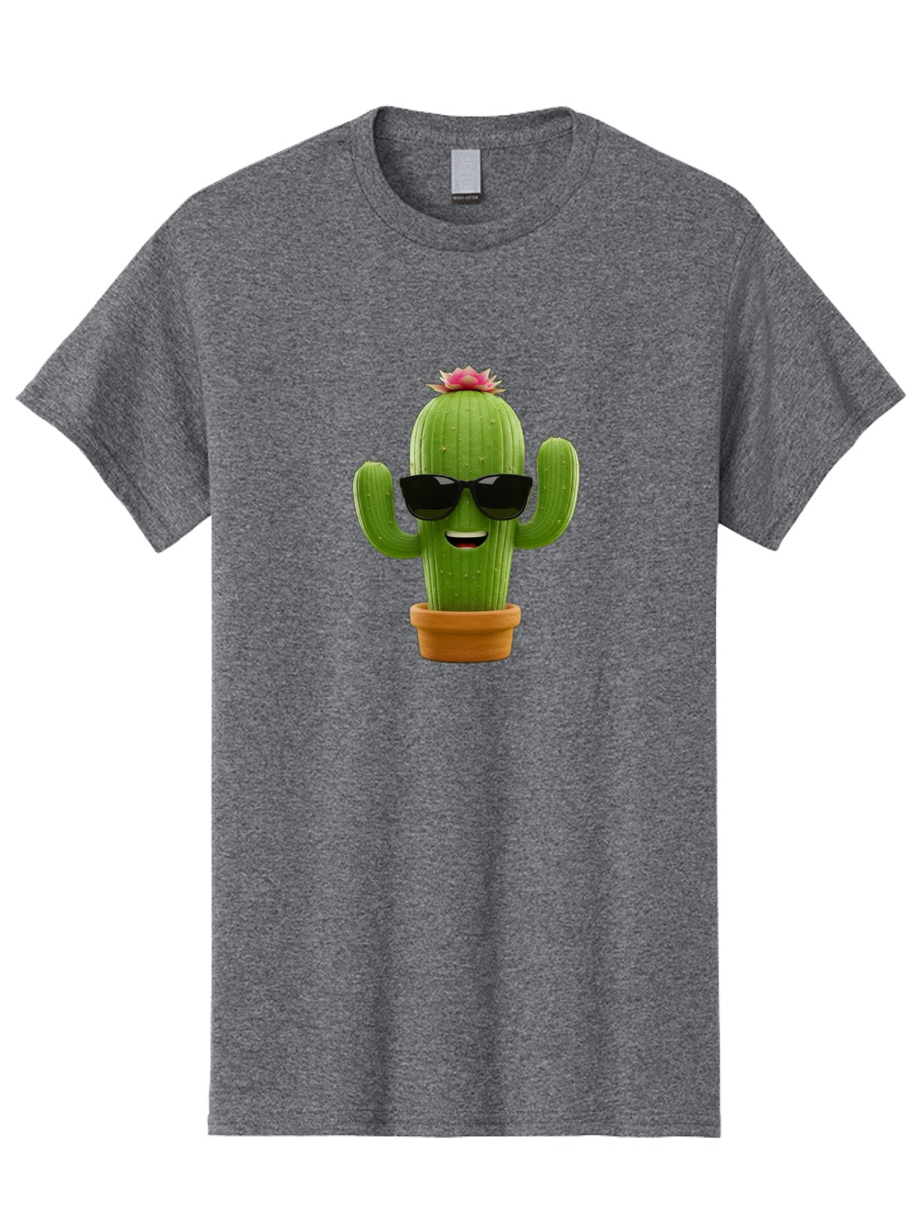 Cactus-With-Sunglasses-3 Men'S Graphic Tee, 100% Cotton, Comfortable Casual Summer Wear, Machine Washable, Cartoon Cactus, Potted Plant, Sunglasses, Smiling Face, Pink Flower, Quirky Character, Fun Design, Modern Illustration, Unique Decor Bac766 6