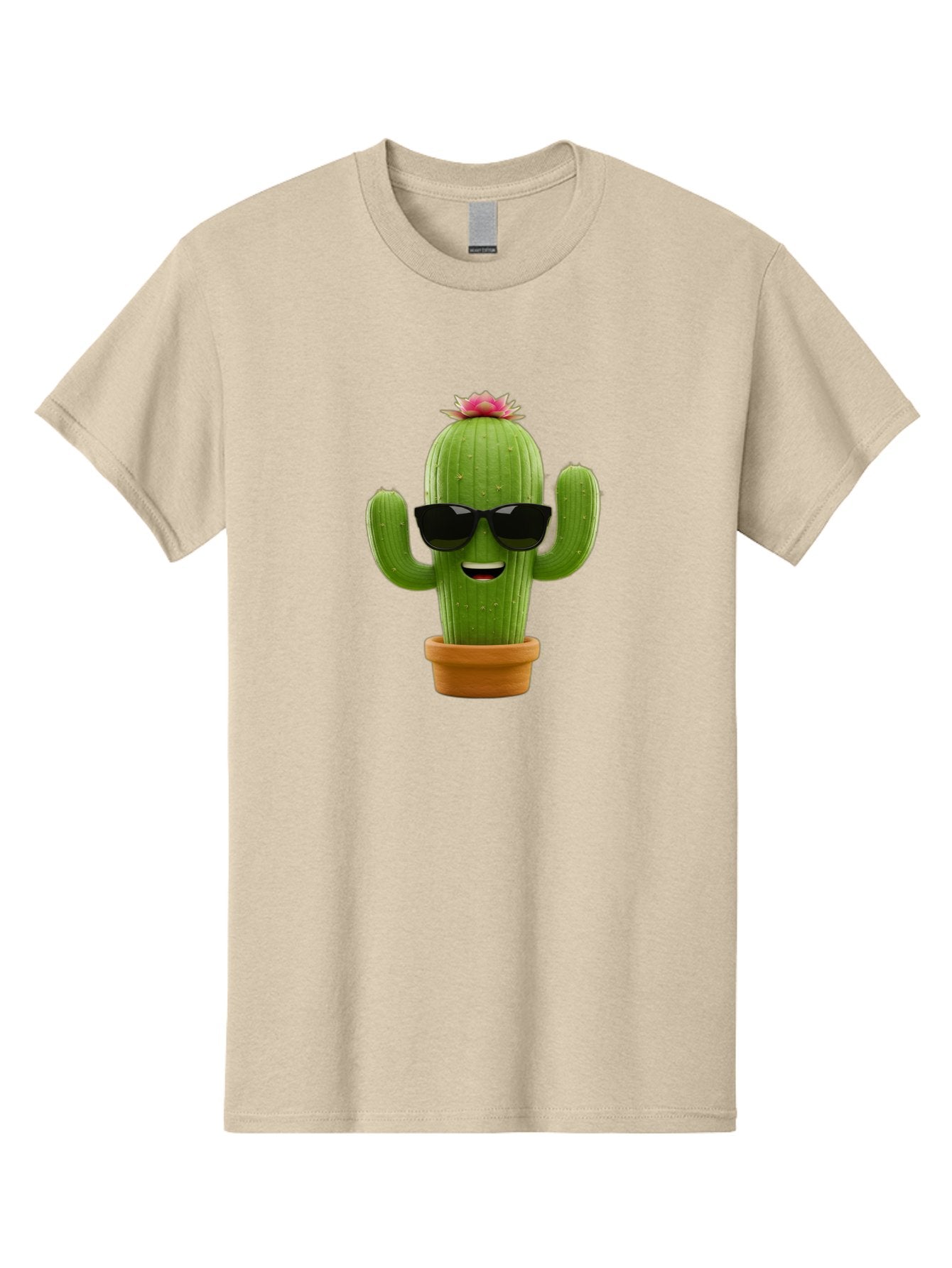 Cactus-With-Sunglasses-3 Men'S Graphic Tee, 100% Cotton, Comfortable Casual Summer Wear, Machine Washable, Cartoon Cactus, Potted Plant, Sunglasses, Smiling Face, Pink Flower, Quirky Character, Fun Design, Modern Illustration, Unique Decor Bac766 14