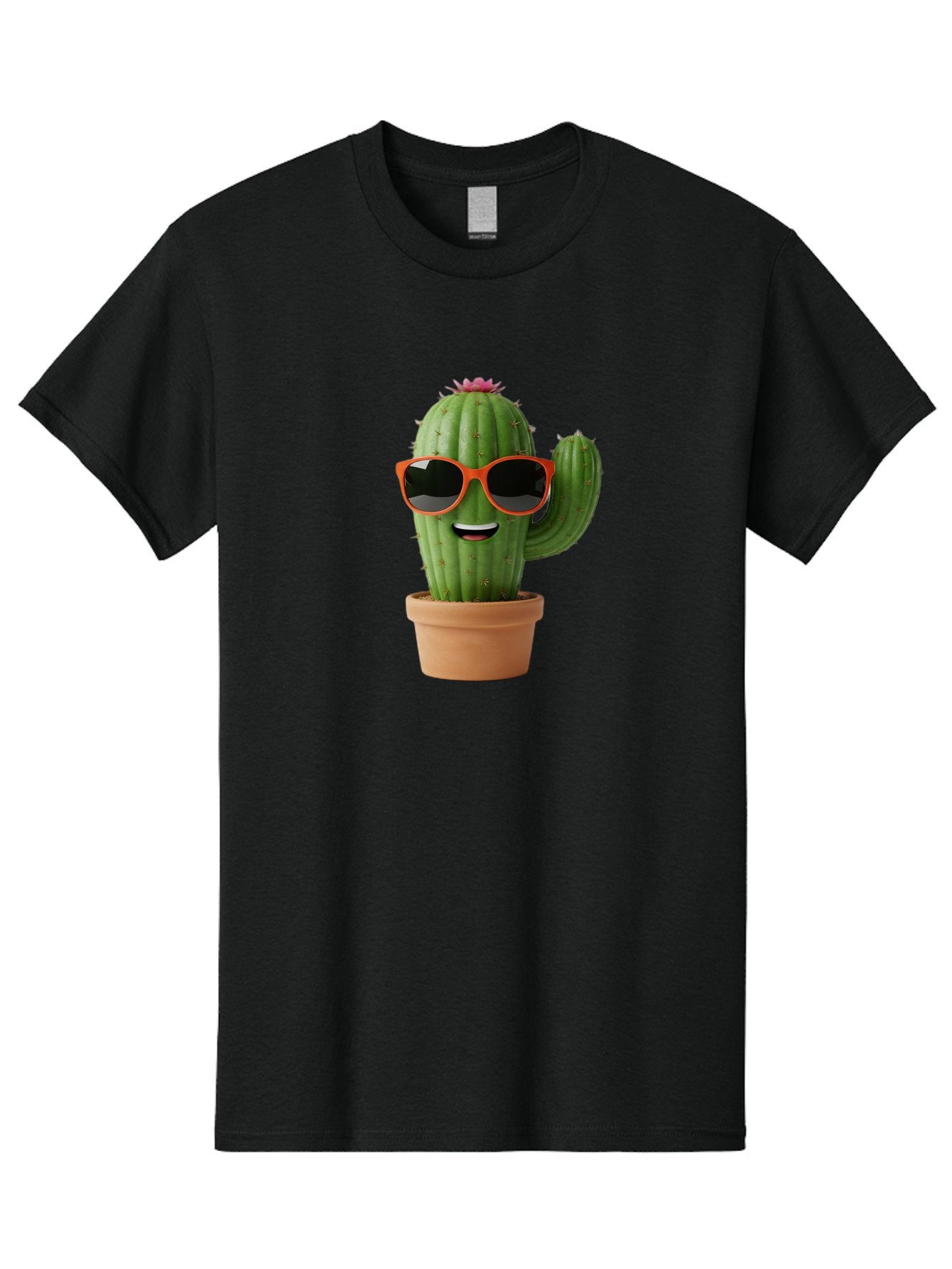 Cactus-With-Sunglasses Men'S Graphic Tee, 100% Cotton, Comfortable Casual Summer Wear, Machine Washable, Funny Cactus, Cartoon Character, Cactus In Sunglasses, Orange Shades, Happy Face, Potted Cactus, Red Sunglasses, Quirky Illustration, Bac767 15