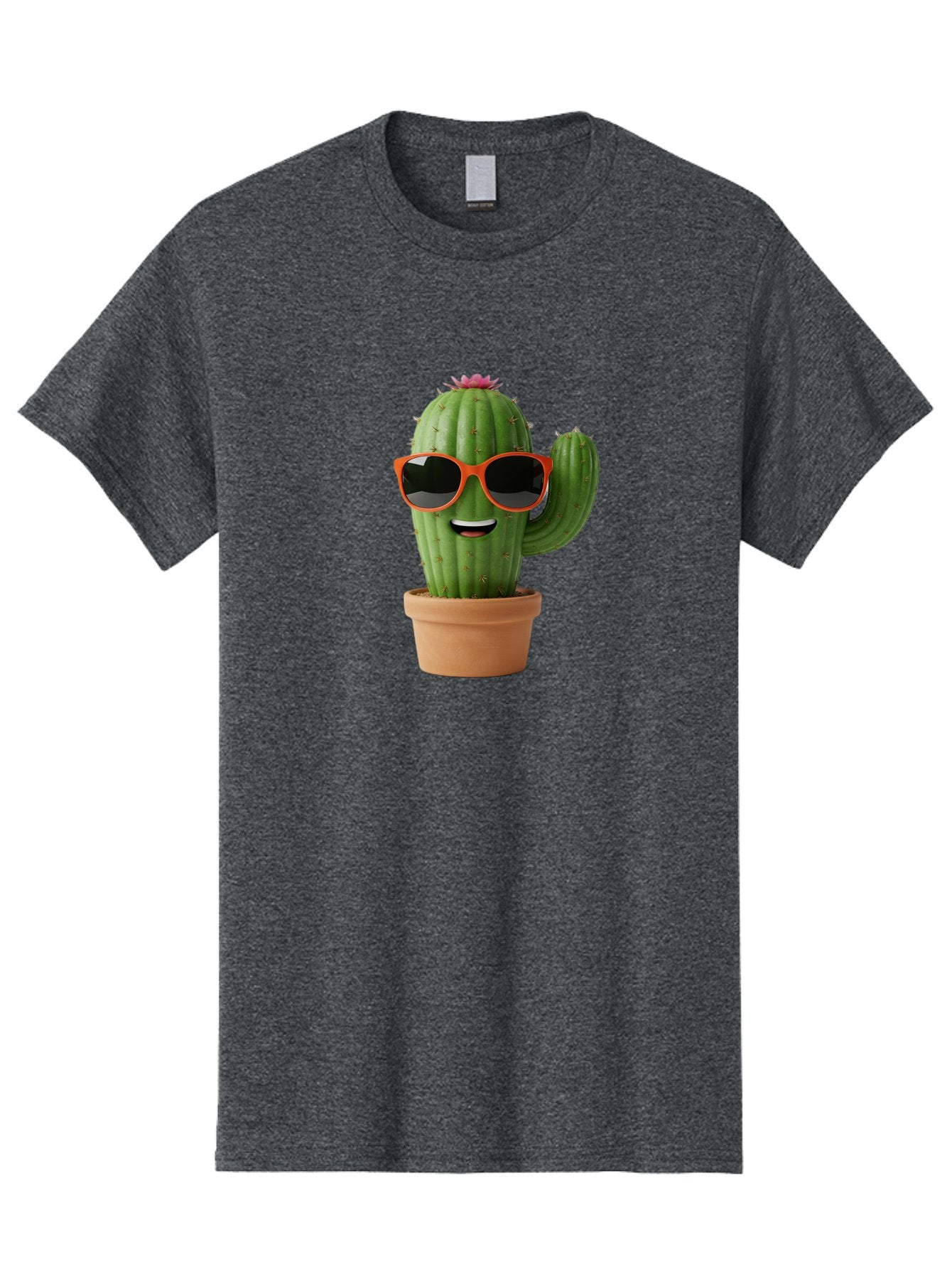 Cactus-With-Sunglasses Men'S Graphic Tee, 100% Cotton, Comfortable Casual Summer Wear, Machine Washable, Funny Cactus, Cartoon Character, Cactus In Sunglasses, Orange Shades, Happy Face, Potted Cactus, Red Sunglasses, Quirky Illustration, Bac767 10
