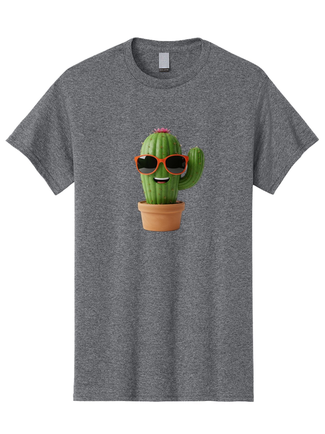Cactus-With-Sunglasses Men'S Graphic Tee, 100% Cotton, Comfortable Casual Summer Wear, Machine Washable, Funny Cactus, Cartoon Character, Cactus In Sunglasses, Orange Shades, Happy Face, Potted Cactus, Red Sunglasses, Quirky Illustration, Bac767 14