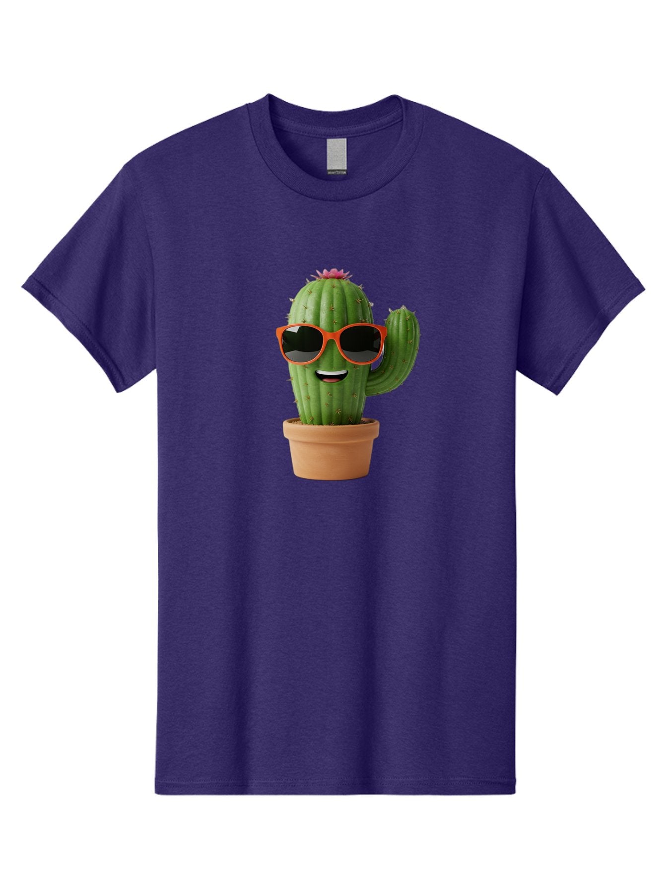 Cactus-With-Sunglasses Men'S Graphic Tee, 100% Cotton, Comfortable Casual Summer Wear, Machine Washable, Funny Cactus, Cartoon Character, Cactus In Sunglasses, Orange Shades, Happy Face, Potted Cactus, Red Sunglasses, Quirky Illustration, Bac767 9