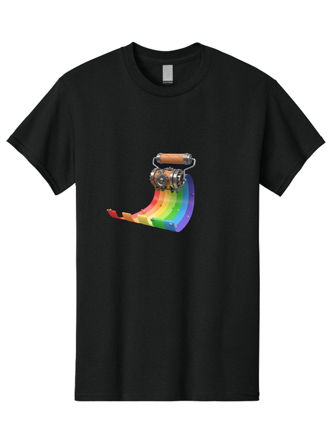 Camera-On-Strip Men'S Graphic Tee, 100% Cotton, Comfortable Casual Summer Wear, Machine Washable, Steampunk Machinery, Industrial Design, Rainbow-Colored Metal, 3D Rendering, Futuristic Technology, Retro-Futurism, Imaginative Concept, Bac772 14
