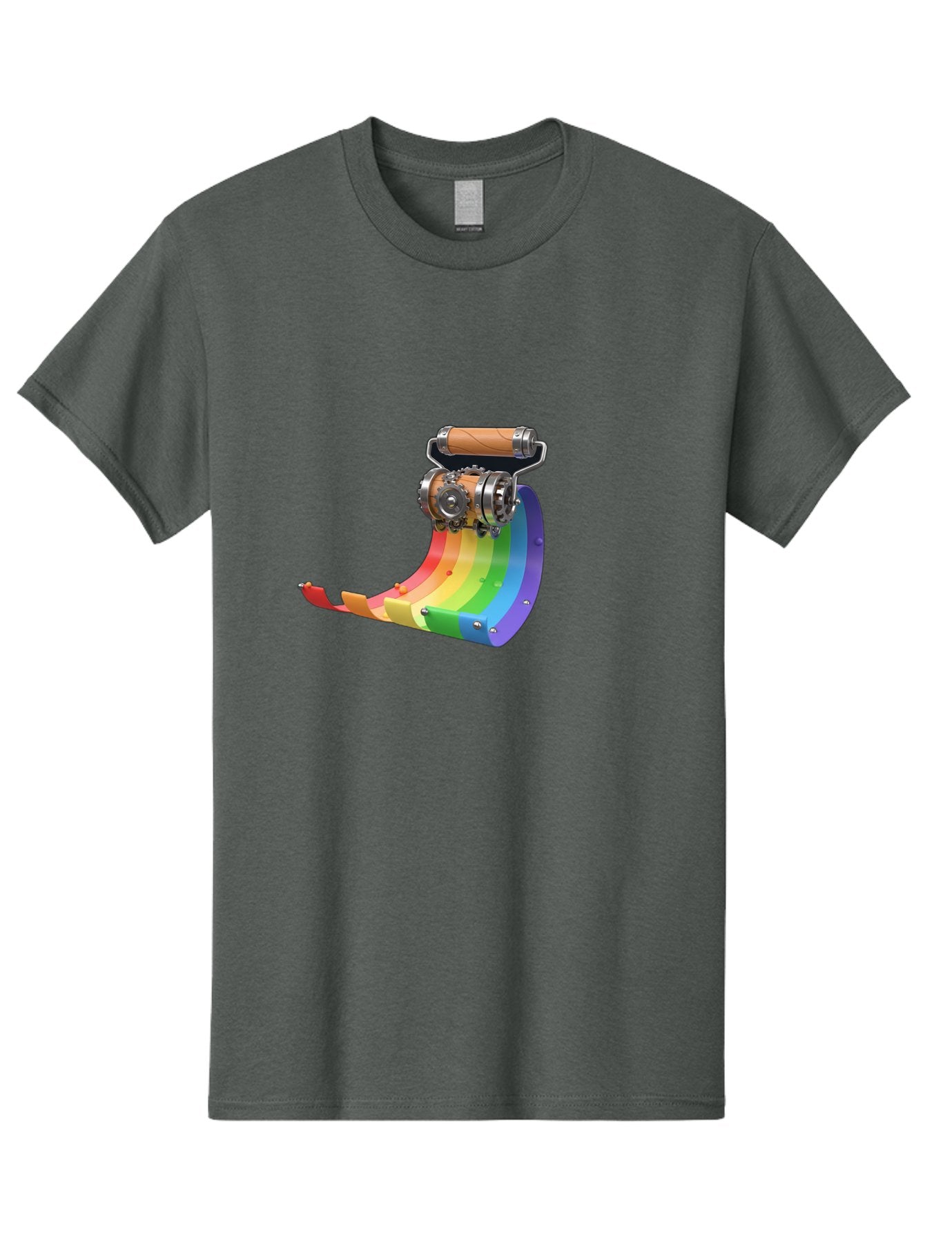 Camera-On-Strip Men'S Graphic Tee, 100% Cotton, Comfortable Casual Summer Wear, Machine Washable, Steampunk Machinery, Industrial Design, Rainbow-Colored Metal, 3D Rendering, Futuristic Technology, Retro-Futurism, Imaginative Concept, Bac772 3