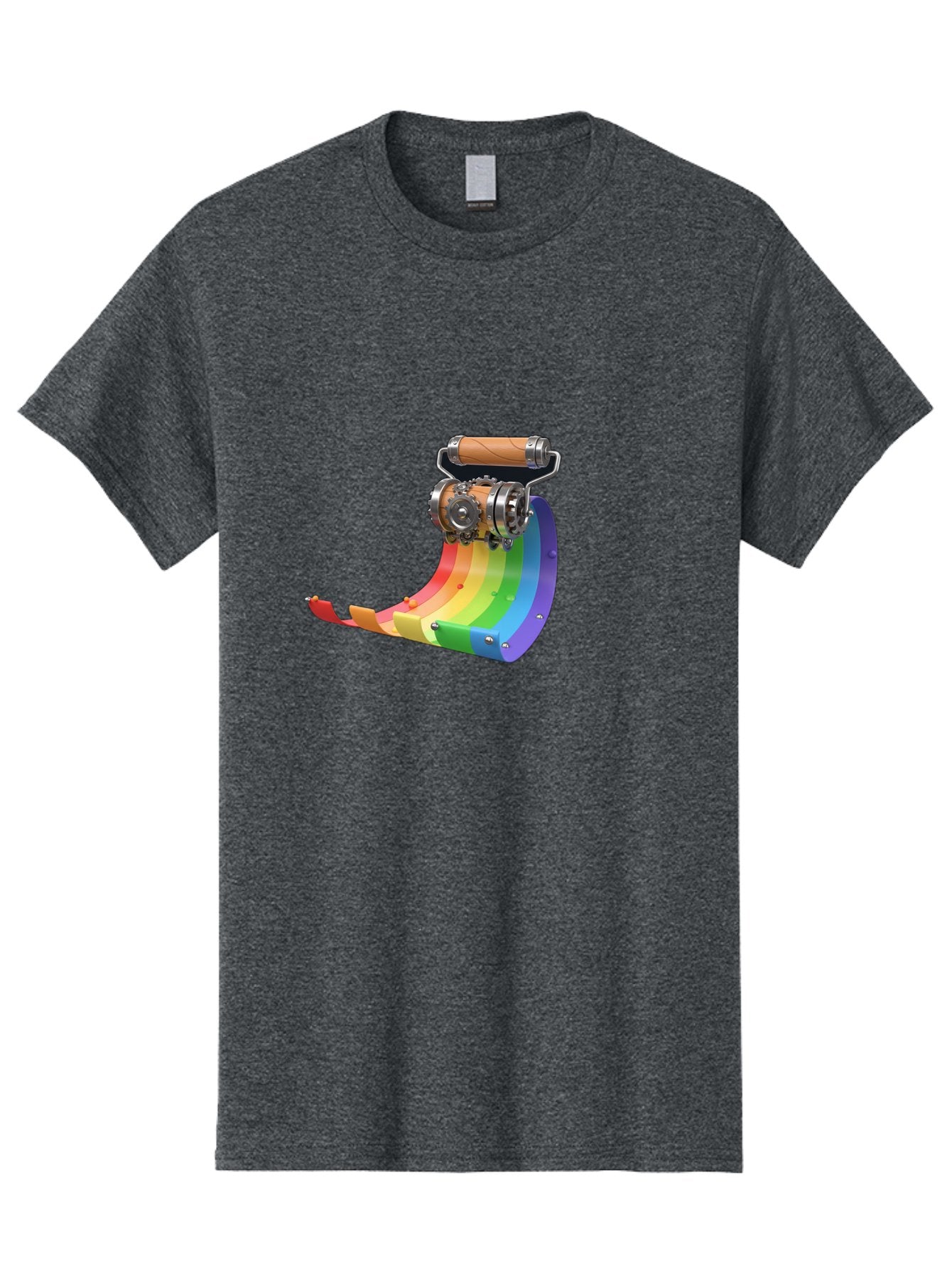 Camera-On-Strip Men'S Graphic Tee, 100% Cotton, Comfortable Casual Summer Wear, Machine Washable, Steampunk Machinery, Industrial Design, Rainbow-Colored Metal, 3D Rendering, Futuristic Technology, Retro-Futurism, Imaginative Concept, Bac772 12