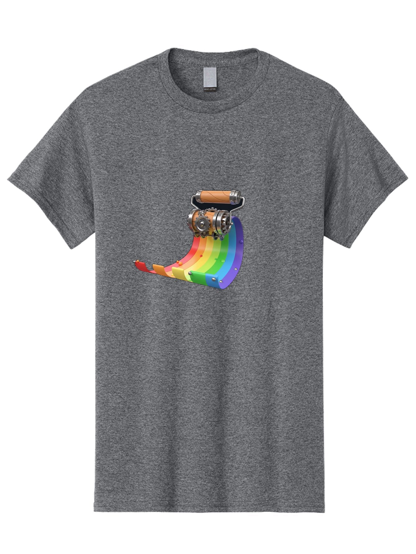 Camera-On-Strip Men'S Graphic Tee, 100% Cotton, Comfortable Casual Summer Wear, Machine Washable, Steampunk Machinery, Industrial Design, Rainbow-Colored Metal, 3D Rendering, Futuristic Technology, Retro-Futurism, Imaginative Concept, Bac772 5