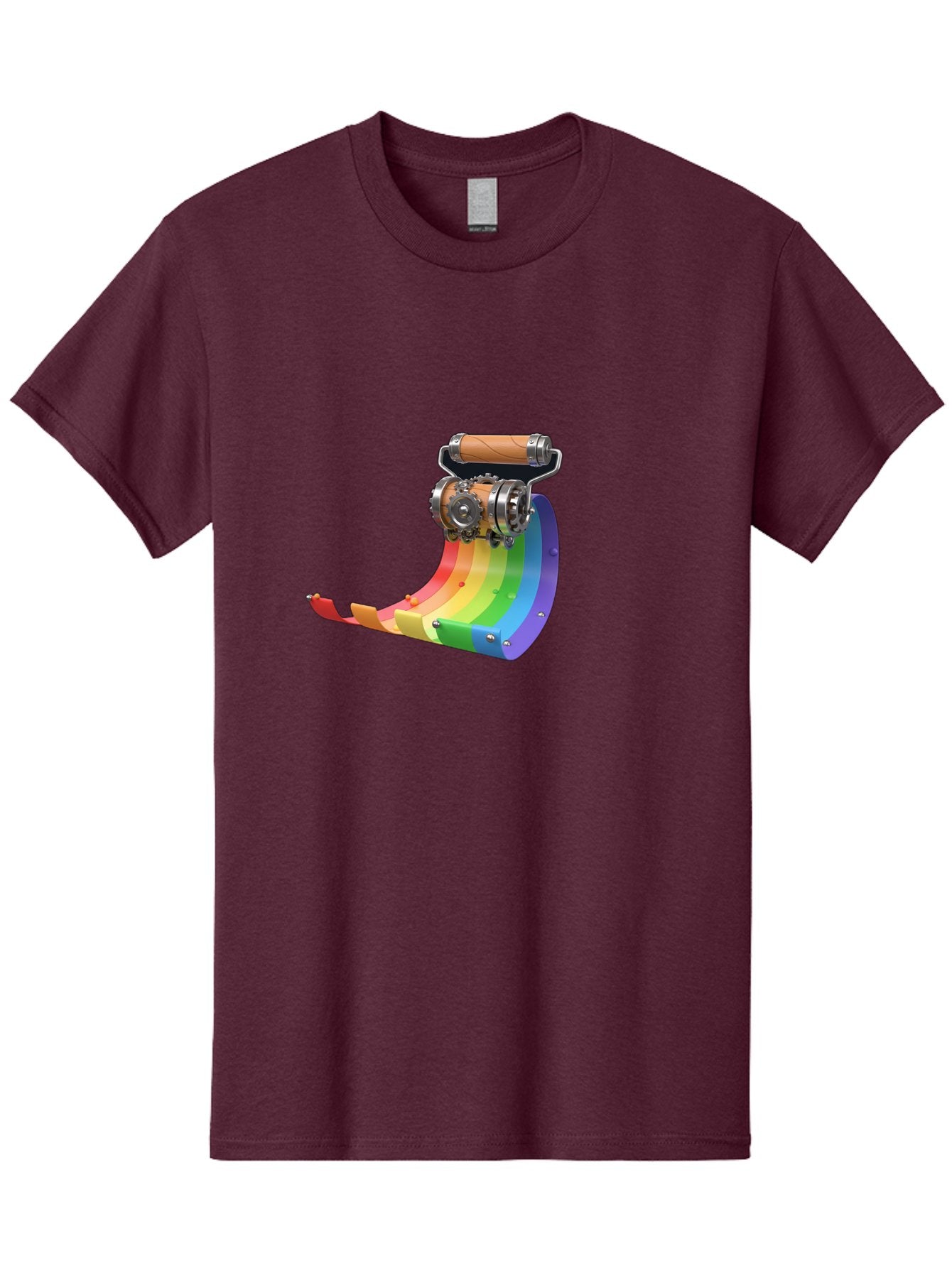 Camera-On-Strip Men'S Graphic Tee, 100% Cotton, Comfortable Casual Summer Wear, Machine Washable, Steampunk Machinery, Industrial Design, Rainbow-Colored Metal, 3D Rendering, Futuristic Technology, Retro-Futurism, Imaginative Concept, Bac772 8