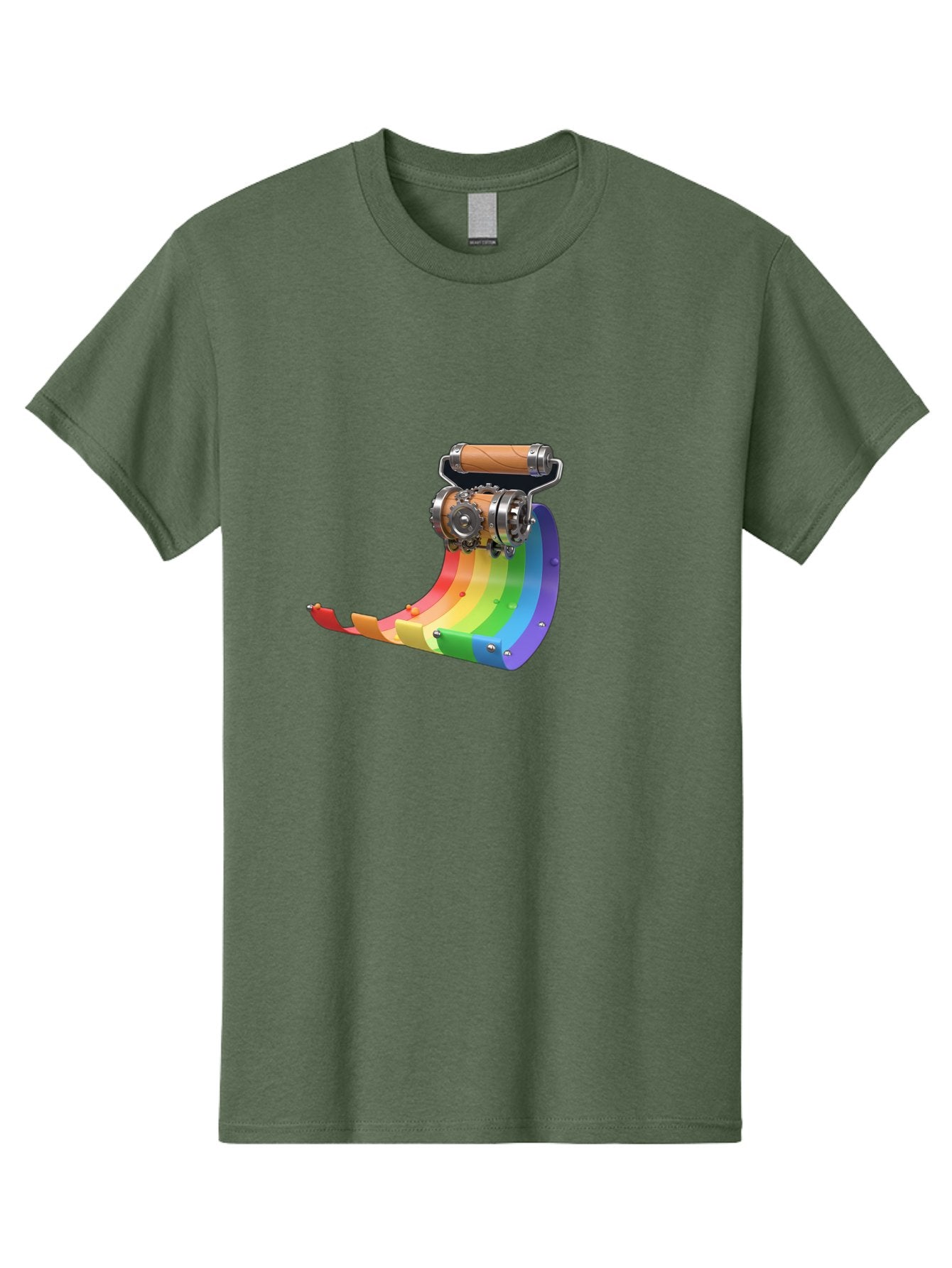 Camera-On-Strip Men'S Graphic Tee, 100% Cotton, Comfortable Casual Summer Wear, Machine Washable, Steampunk Machinery, Industrial Design, Rainbow-Colored Metal, 3D Rendering, Futuristic Technology, Retro-Futurism, Imaginative Concept, Bac772 11