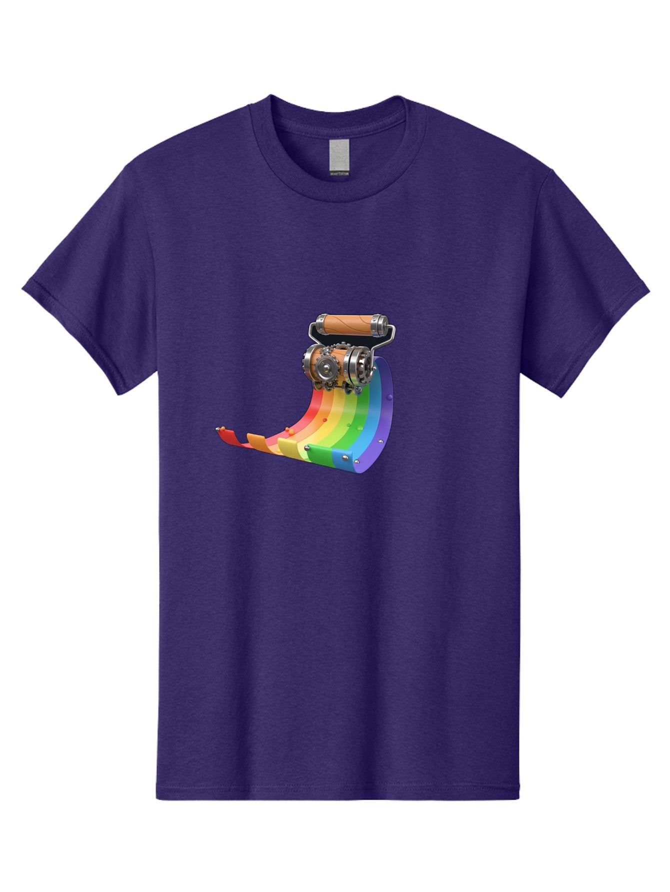 Camera-On-Strip Men'S Graphic Tee, 100% Cotton, Comfortable Casual Summer Wear, Machine Washable, Steampunk Machinery, Industrial Design, Rainbow-Colored Metal, 3D Rendering, Futuristic Technology, Retro-Futurism, Imaginative Concept, Bac772 13