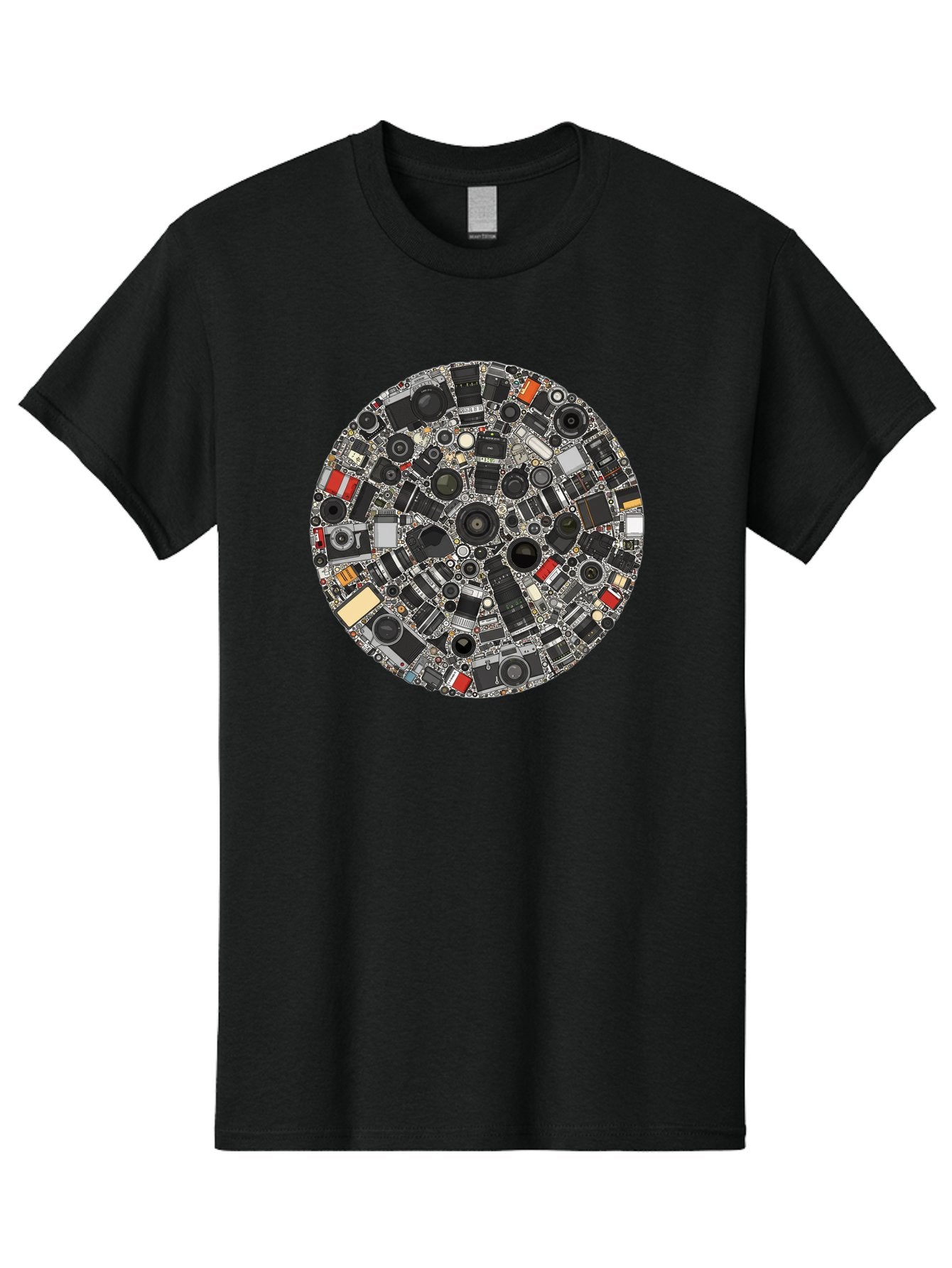 Camera-Parts-Mosaic Men'S Graphic Tee, 100% Cotton, Comfortable Casual Summer Wear, Machine Washable, Camera Parts, Lenses, Photography Equipment, Vintage Cameras, Camera Accessories, Photography Gear, Camera Lenses, Camera Collage, Bac773