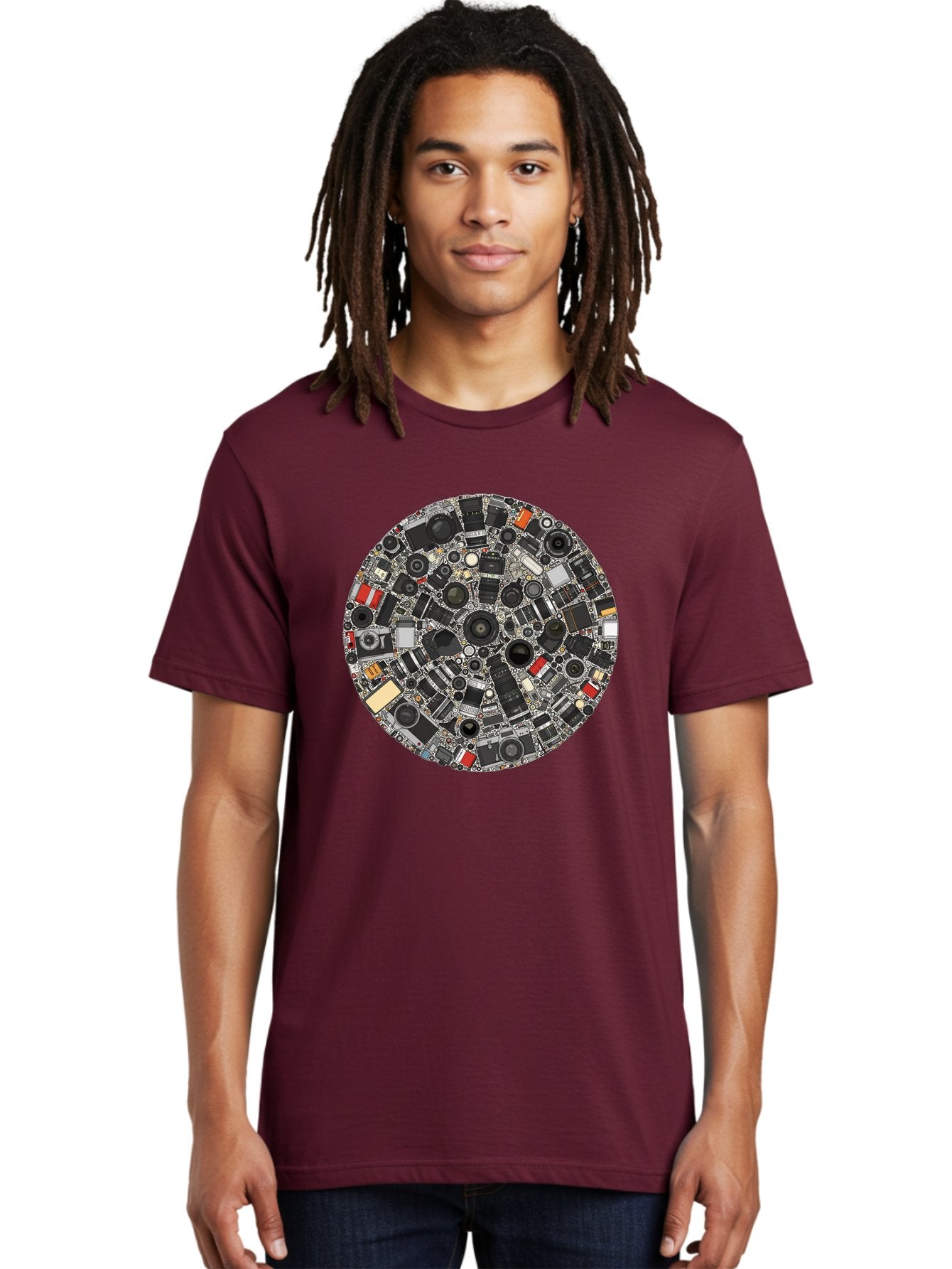Camera-Parts-Mosaic Men'S Graphic Tee, 100% Cotton, Comfortable Casual Summer Wear, Machine Washable, Camera Parts, Lenses, Photography Equipment, Vintage Cameras, Camera Accessories, Photography Gear, Camera Lenses, Camera Collage, Bac773 25