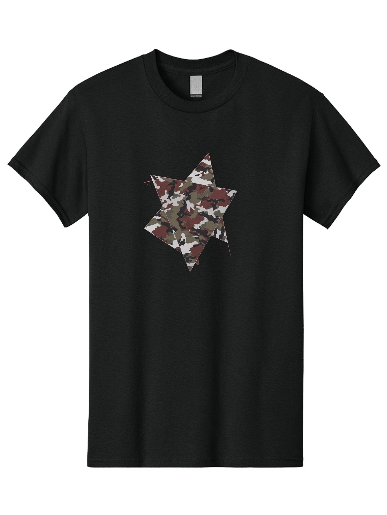 Camo-Star-Kite Men'S Graphic Tee, 100% Cotton, Comfortable Casual Summer Wear, Machine Washable, Camouflage Pattern, Star Shape, Abstract Design, Military Style, Digital Art, Modern Graphic, Camouflage Texture, Geometric Shape Bac774
