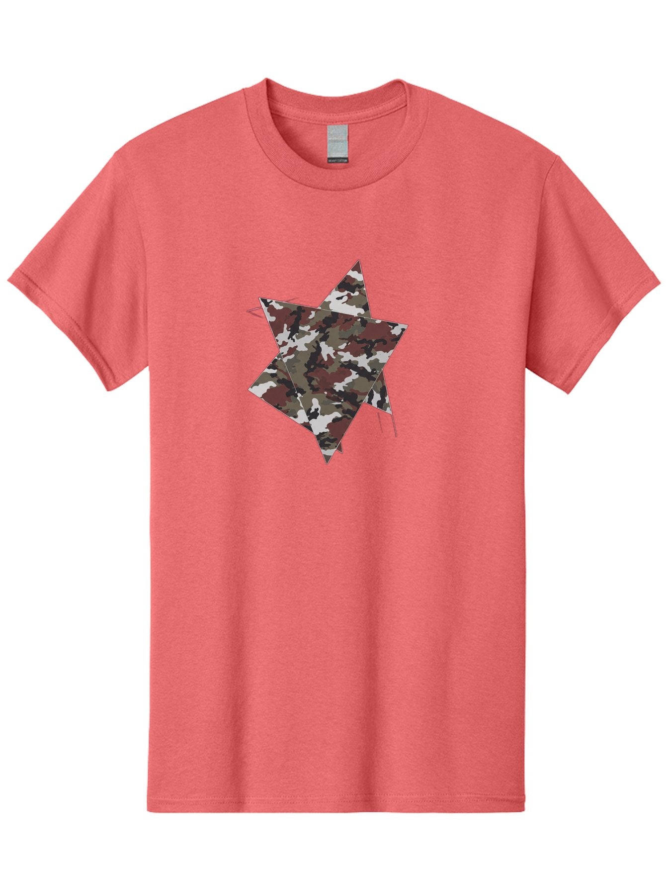 Camo-Star-Kite Men'S Graphic Tee, 100% Cotton, Comfortable Casual Summer Wear, Machine Washable, Camouflage Pattern, Star Shape, Abstract Design, Military Style, Digital Art, Modern Graphic, Camouflage Texture, Geometric Shape Bac774