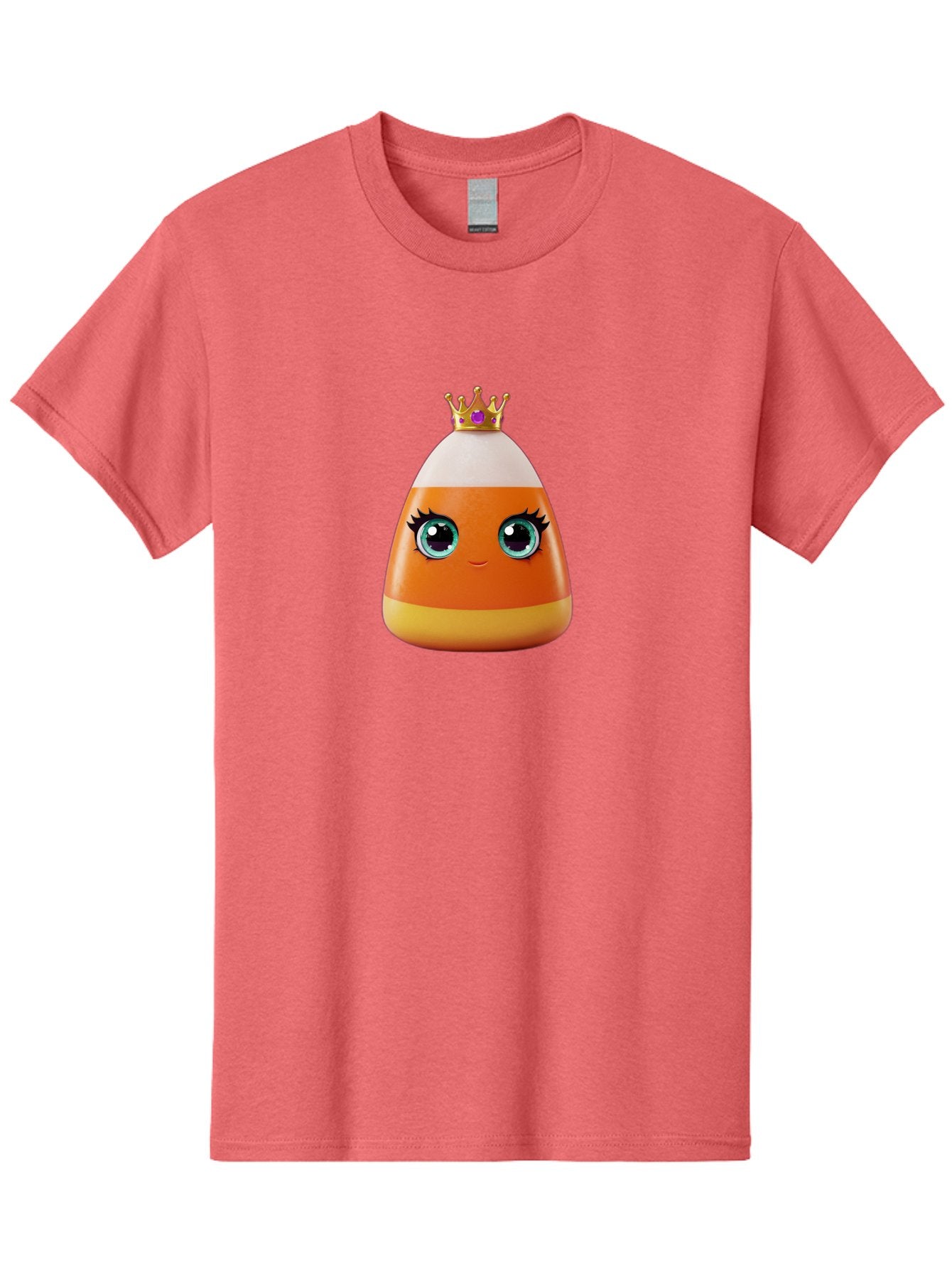 Candy-Corn-Princess Men'S Graphic Tee, 100% Cotton, Comfortable Casual Summer Wear, Machine Washable, Cartoon Candy Corn, Cute Face, Blue Eyes, Eyelashes, Crown, Princess Theme, Halloween Candy, Sweet Treat, Colorful Character Bac776 10