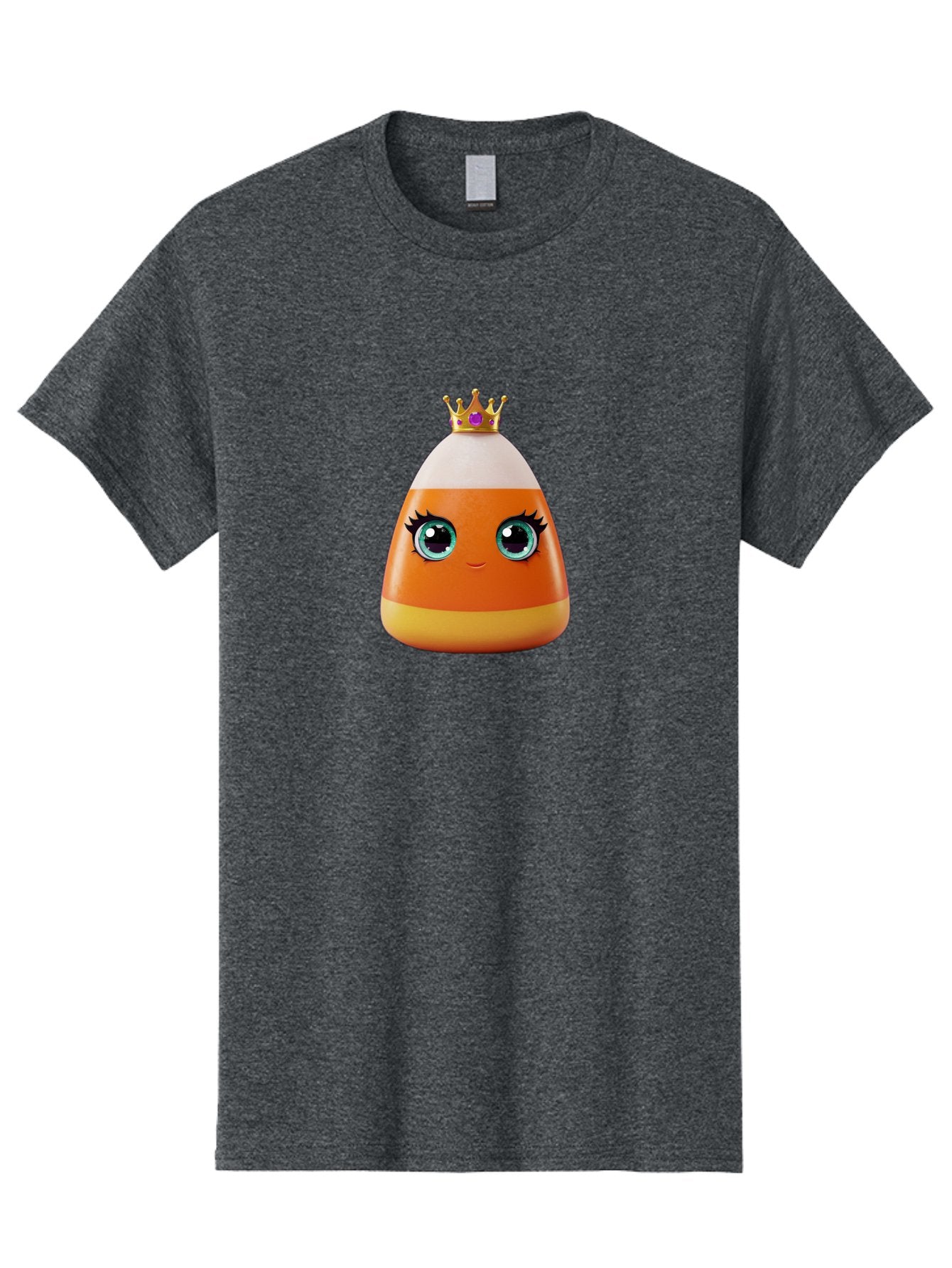 Candy-Corn-Princess Men'S Graphic Tee, 100% Cotton, Comfortable Casual Summer Wear, Machine Washable, Cartoon Candy Corn, Cute Face, Blue Eyes, Eyelashes, Crown, Princess Theme, Halloween Candy, Sweet Treat, Colorful Character Bac776 8