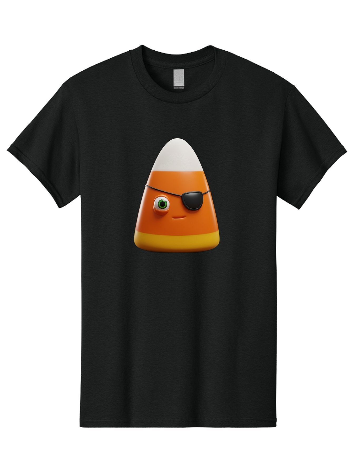 Candy-Corn-With-Eye-Patch Men'S Graphic Tee, 100% Cotton, Comfortable Casual Summer Wear, Machine Washable, Candy Corn Cartoon Character, Halloween Candy, Pirate-Themed Sweets, Sweet Treats, Colorful Candy, Fun Halloween, Cartoon Graphics, Bac778 13