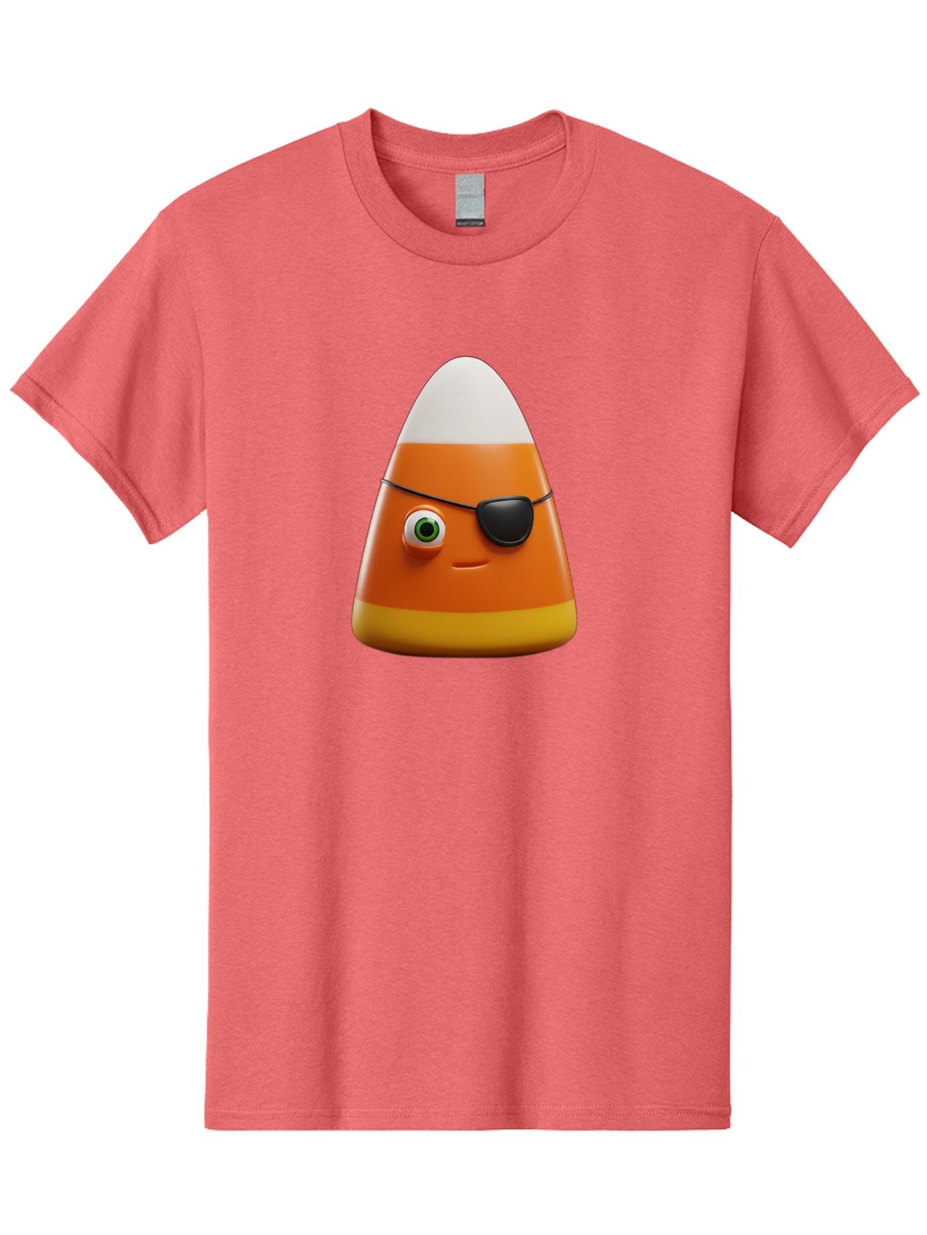 Candy-Corn-With-Eye-Patch Men'S Graphic Tee, 100% Cotton, Comfortable Casual Summer Wear, Machine Washable, Candy Corn Cartoon Character, Halloween Candy, Pirate-Themed Sweets, Sweet Treats, Colorful Candy, Fun Halloween, Cartoon Graphics, Bac778 5