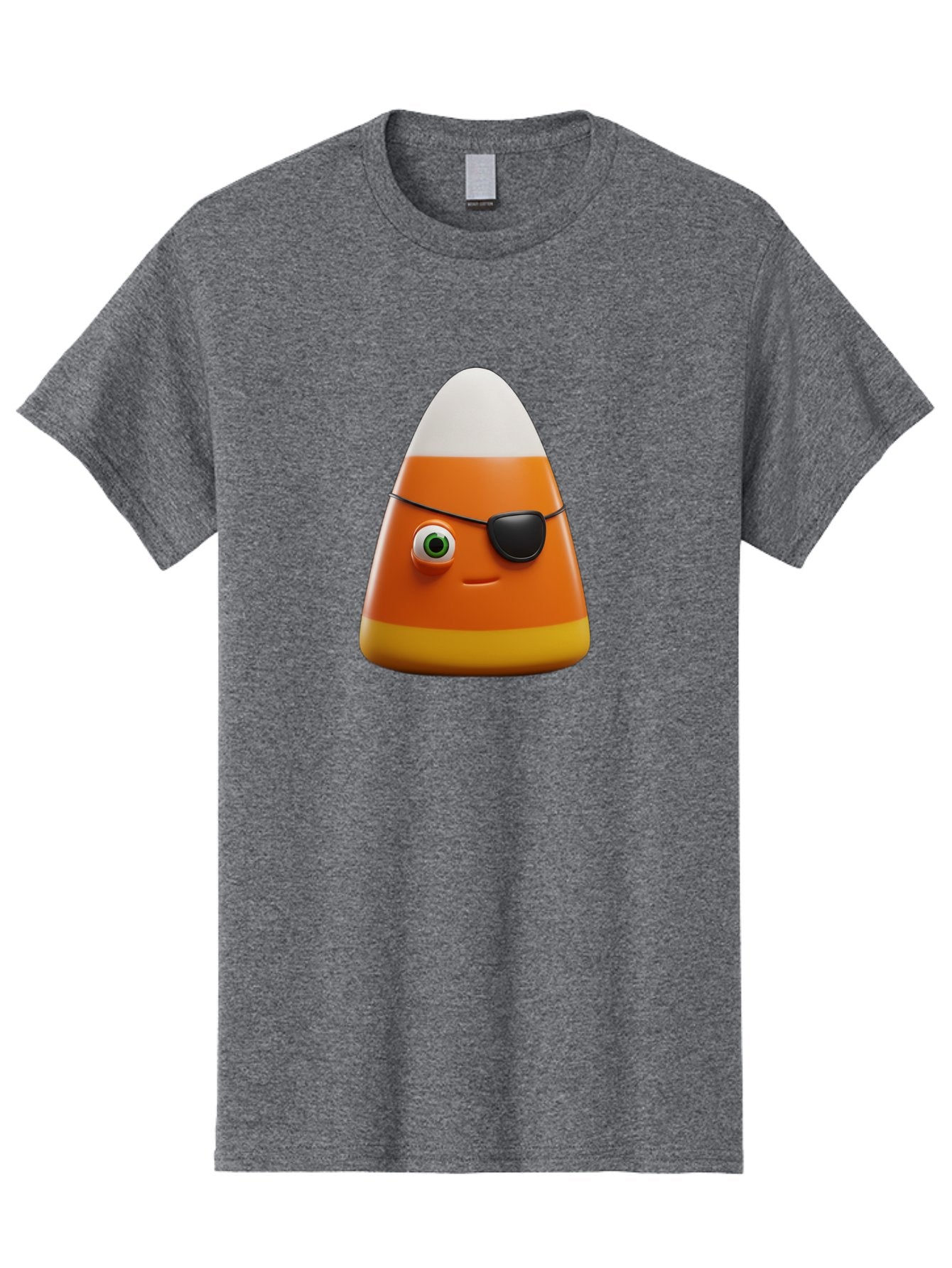Candy-Corn-With-Eye-Patch Men'S Graphic Tee, 100% Cotton, Comfortable Casual Summer Wear, Machine Washable, Candy Corn Cartoon Character, Halloween Candy, Pirate-Themed Sweets, Sweet Treats, Colorful Candy, Fun Halloween, Cartoon Graphics, Bac778 7