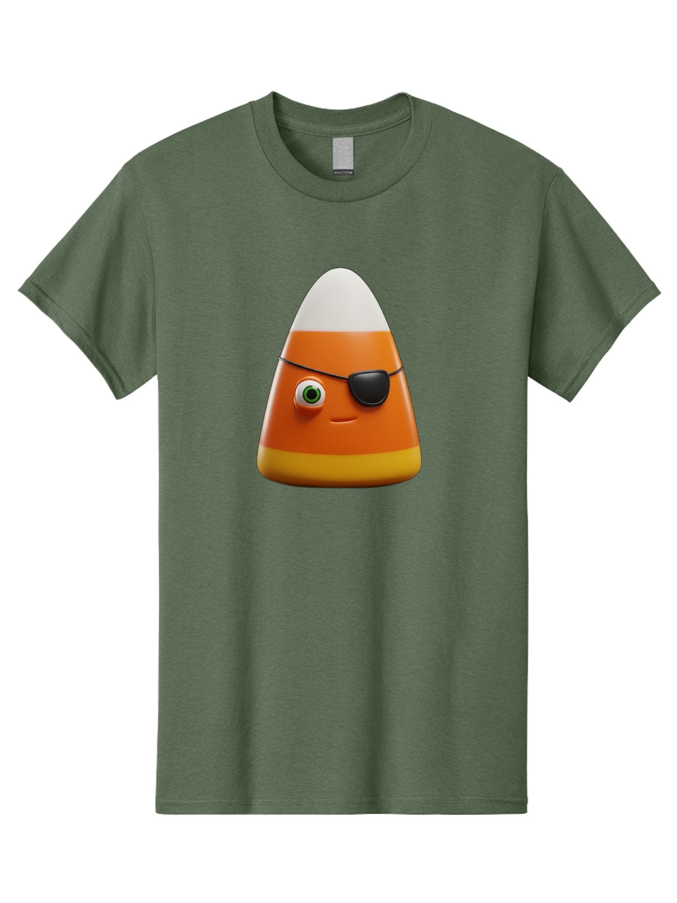 Candy-Corn-With-Eye-Patch Men'S Graphic Tee, 100% Cotton, Comfortable Casual Summer Wear, Machine Washable, Candy Corn Cartoon Character, Halloween Candy, Pirate-Themed Sweets, Sweet Treats, Colorful Candy, Fun Halloween, Cartoon Graphics, Bac778 14