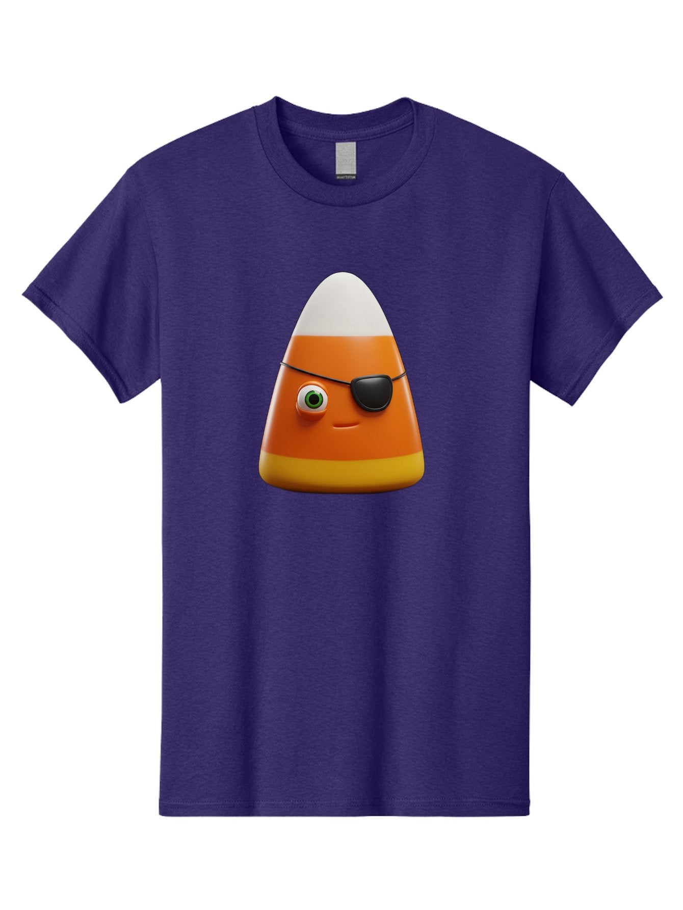 Candy-Corn-With-Eye-Patch Men'S Graphic Tee, 100% Cotton, Comfortable Casual Summer Wear, Machine Washable, Candy Corn Cartoon Character, Halloween Candy, Pirate-Themed Sweets, Sweet Treats, Colorful Candy, Fun Halloween, Cartoon Graphics, Bac778 4