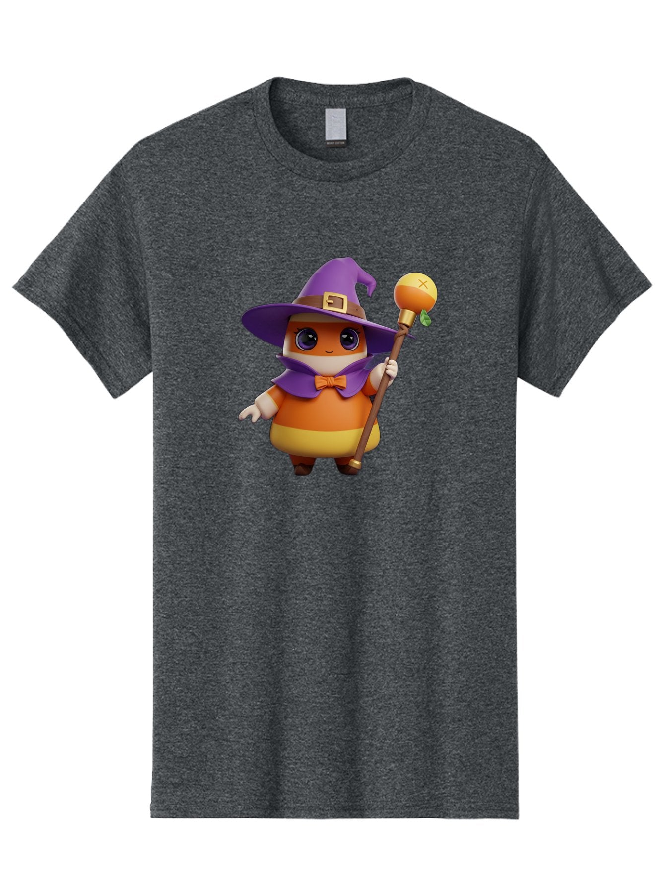 Candy-Witch Men'S Graphic Tee, 100% Cotton, Comfortable Casual Summer Wear, Machine Washable, Candy Character, Wizard Hat, Magical Staff, Orange Bow Tie, Purple Cape, Cartoon Style, Fantasy Creature, Sweet Treat, Magical Powers, Bac780 8