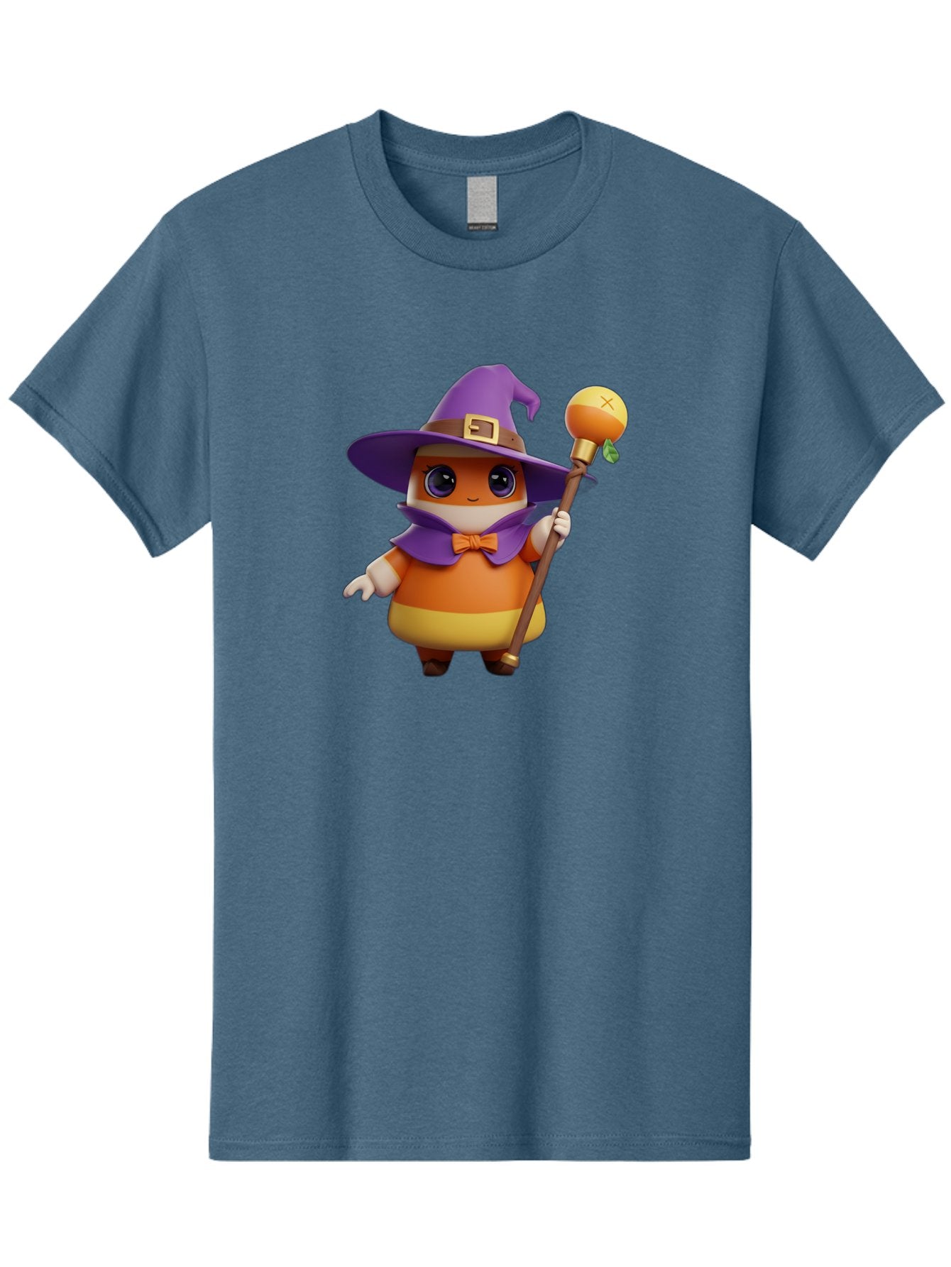 Candy-Witch Men'S Graphic Tee, 100% Cotton, Comfortable Casual Summer Wear, Machine Washable, Candy Character, Wizard Hat, Magical Staff, Orange Bow Tie, Purple Cape, Cartoon Style, Fantasy Creature, Sweet Treat, Magical Powers, Bac780 11