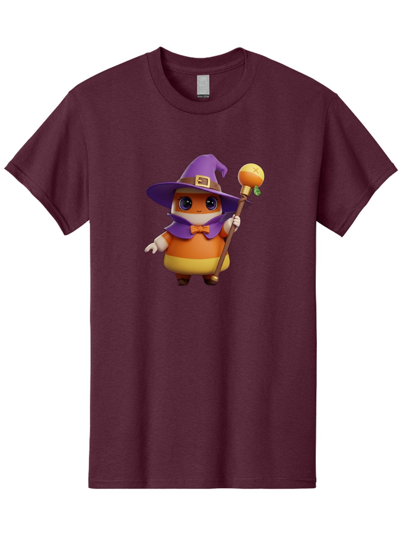Candy-Witch Men'S Graphic Tee, 100% Cotton, Comfortable Casual Summer Wear, Machine Washable, Candy Character, Wizard Hat, Magical Staff, Orange Bow Tie, Purple Cape, Cartoon Style, Fantasy Creature, Sweet Treat, Magical Powers, Bac780 10