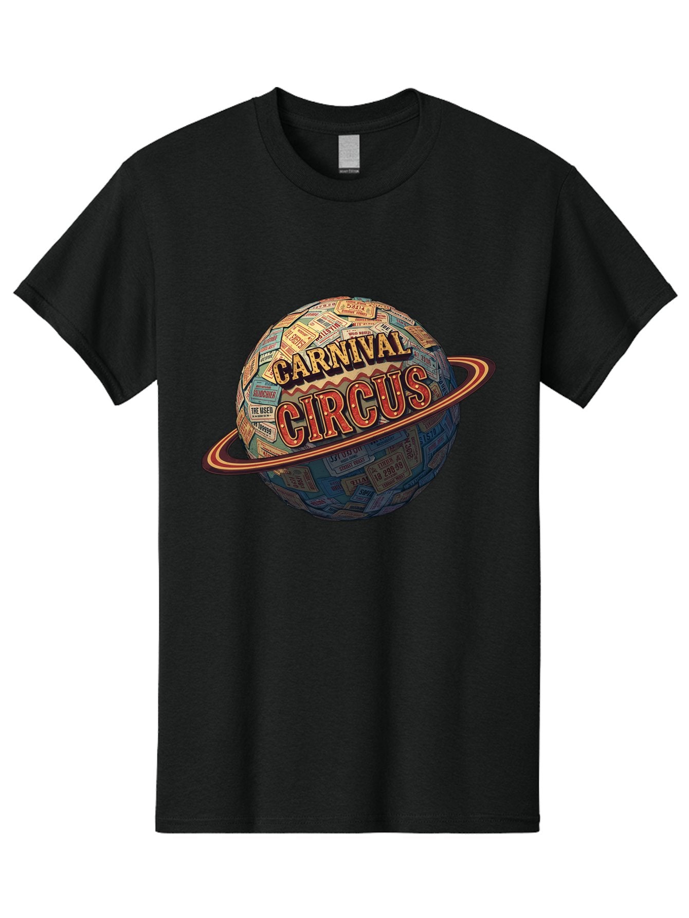 Carnival-Circus-1 Men'S Graphic Tee, 100% Cotton, Comfortable Casual Summer Wear, Machine Washable, Carnival Circus, Earth With Ring, Vintage Posters, Global Celebration, Festive Atmosphere, Entertainment, Travel, Adventure, Event Promotion Bac783