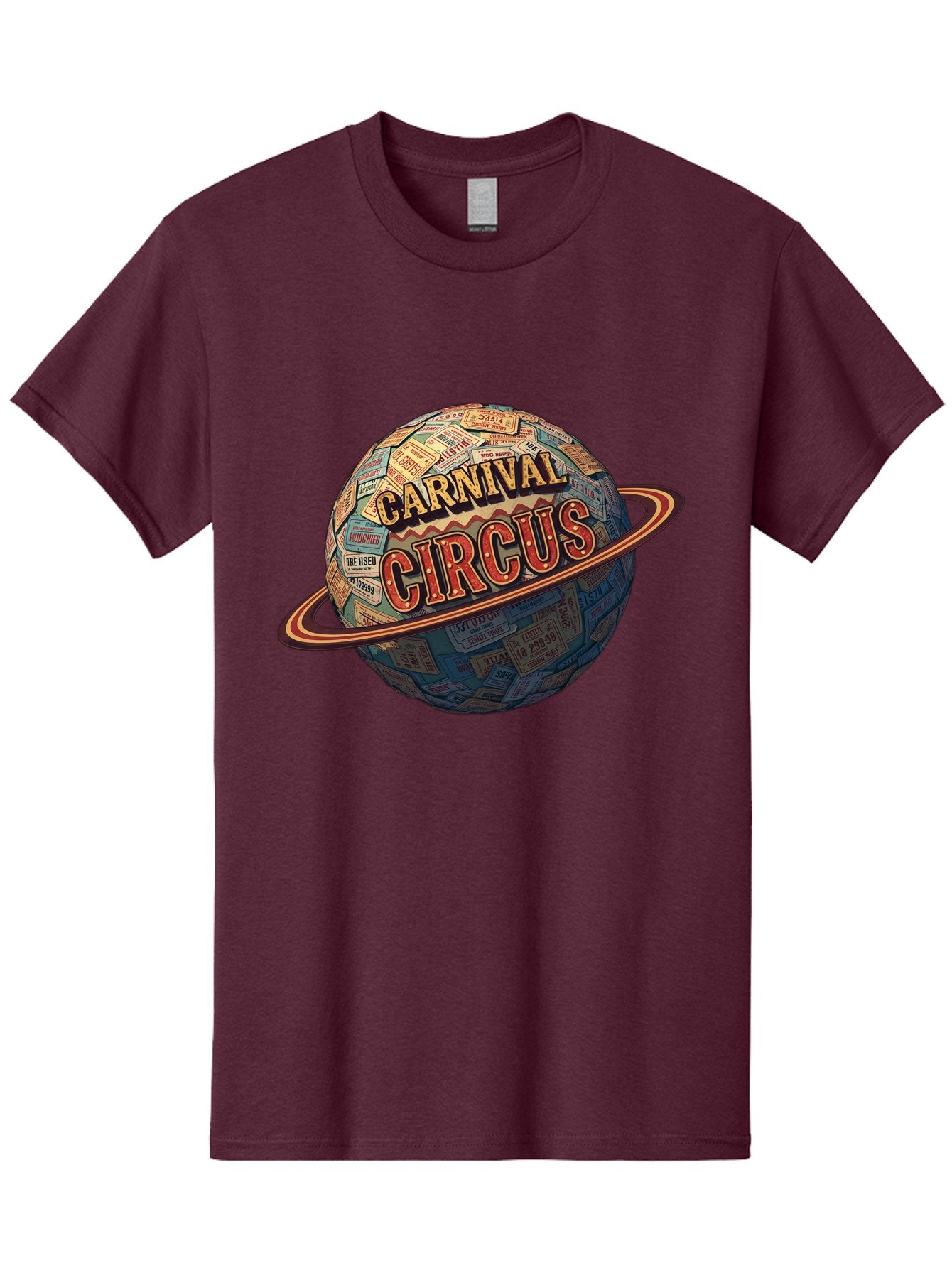 Carnival-Circus-1 Men'S Graphic Tee, 100% Cotton, Comfortable Casual Summer Wear, Machine Washable, Carnival Circus, Earth With Ring, Vintage Posters, Global Celebration, Festive Atmosphere, Entertainment, Travel, Adventure, Event Promotion Bac783 9