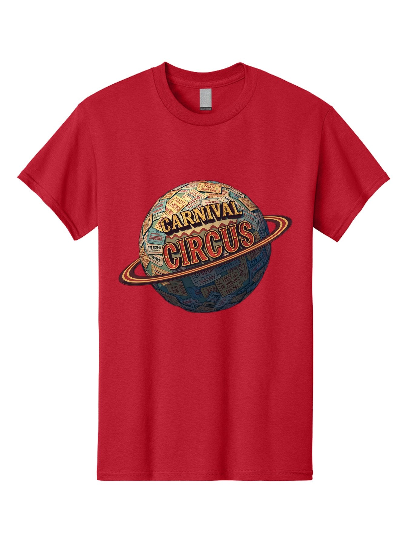 Carnival-Circus-1 Men'S Graphic Tee, 100% Cotton, Comfortable Casual Summer Wear, Machine Washable, Carnival Circus, Earth With Ring, Vintage Posters, Global Celebration, Festive Atmosphere, Entertainment, Travel, Adventure, Event Promotion Bac783 5