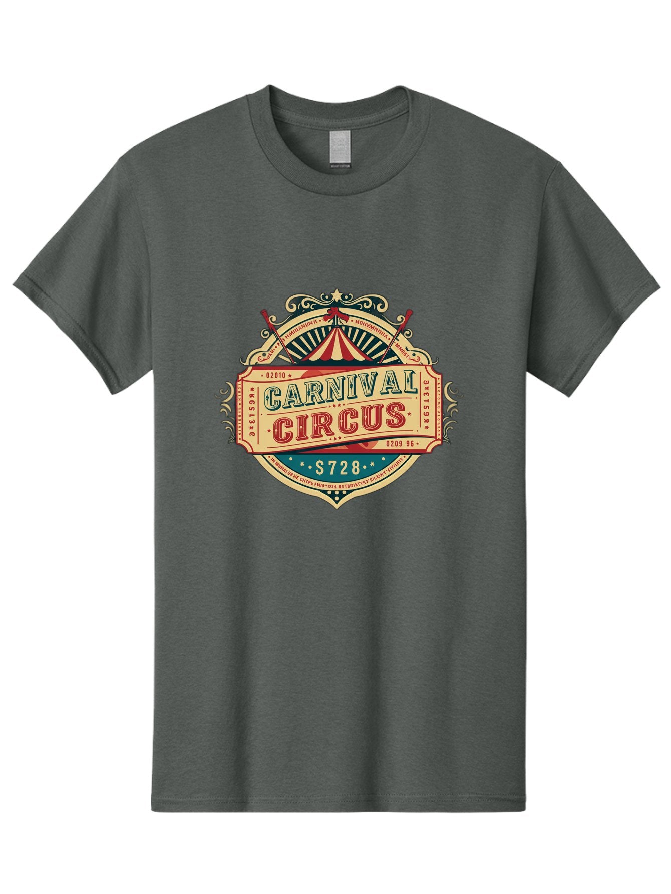 Carnival-Circus Men'S Graphic Tee, 100% Cotton, Comfortable Casual Summer Wear, Machine Washable, Vintage Carnival, Circus Ticket, Carnival Circus, Retro Style, Vintage Theme, Carnival Graphics, Circus Arts, Carnival Design, Bac784 5