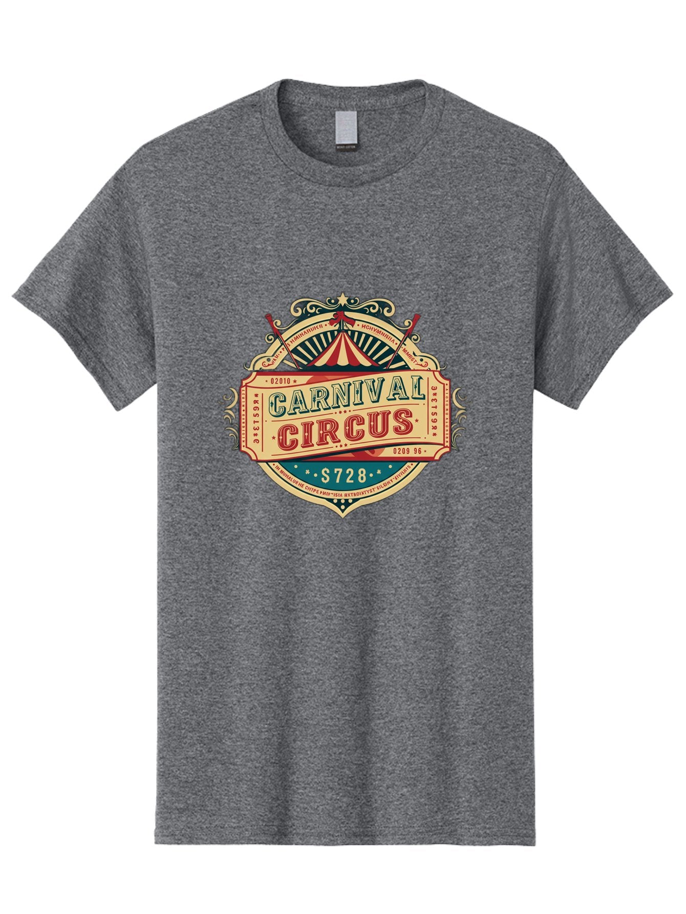 Carnival-Circus Men'S Graphic Tee, 100% Cotton, Comfortable Casual Summer Wear, Machine Washable, Vintage Carnival, Circus Ticket, Carnival Circus, Retro Style, Vintage Theme, Carnival Graphics, Circus Arts, Carnival Design, Bac784 6