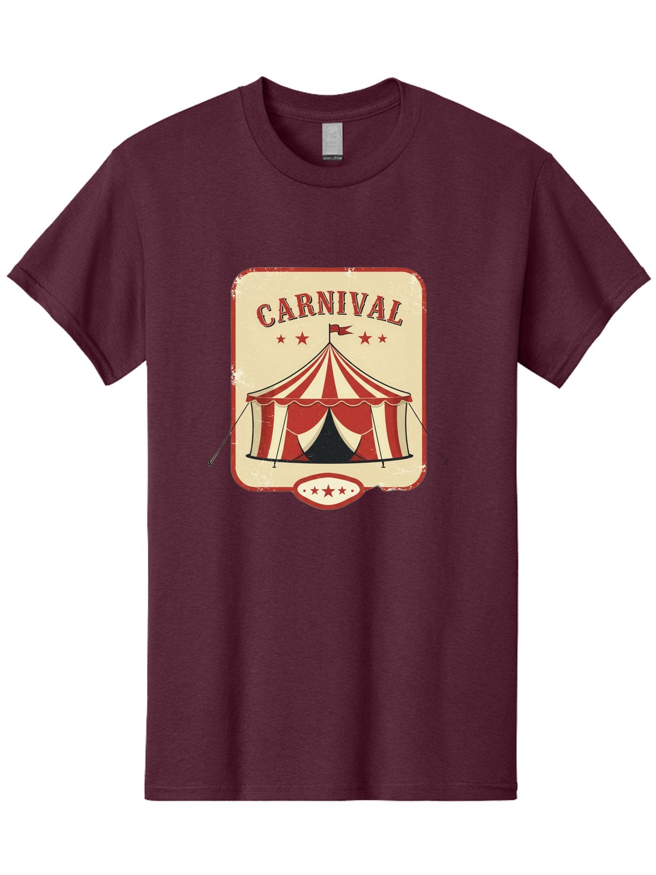 Carnival Men'S Graphic Tee, 100% Cotton, Comfortable Casual Summer Wear, Machine Washable, Red And White Striped Tent, Carnival Theme, Vintage Style, Retro Design, Entertainment, Circus Atmosphere, Classic Tent, Funfair Bac785
