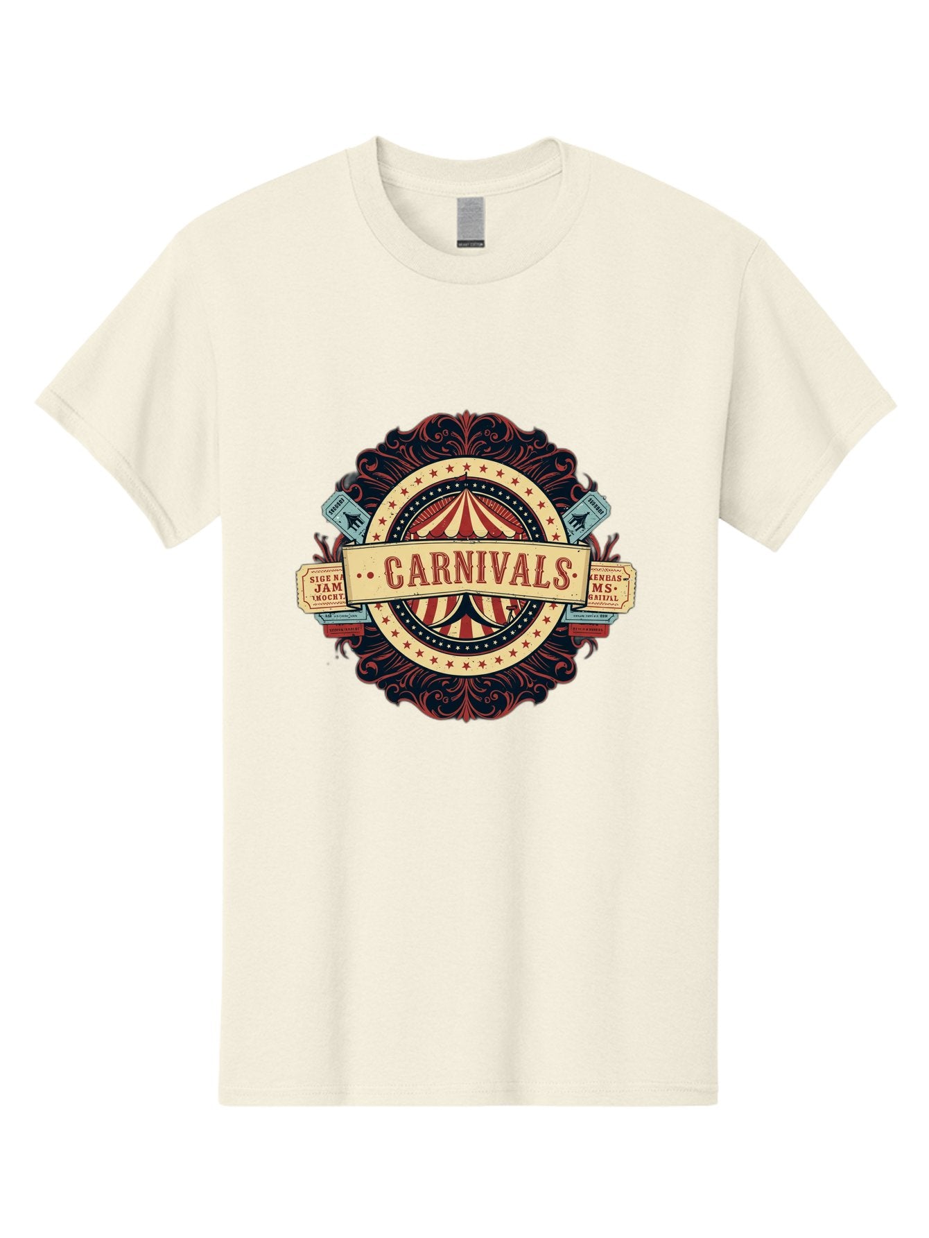 Carnivals Men'S Graphic Tee, 100% Cotton, Comfortable Casual Summer Wear, Machine Washable, Vintage Carnival Logo, Circus Tent, Red And White Stripes, Ornate Design, Classic Carnival Theme, Ms Digital, Sure 'N' Jam, Retro Aesthetic, Bac786 9