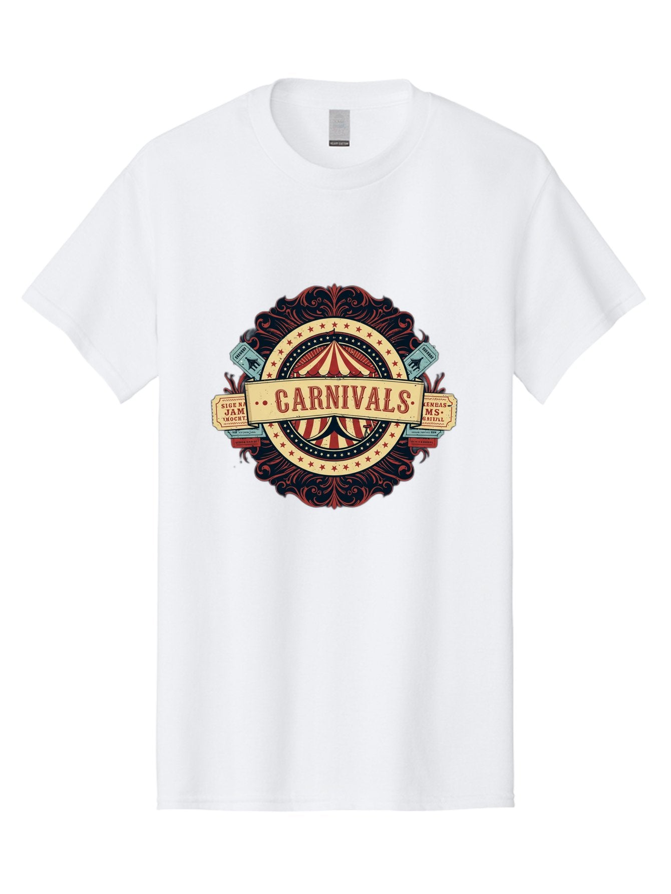 Carnivals Men'S Graphic Tee, 100% Cotton, Comfortable Casual Summer Wear, Machine Washable, Vintage Carnival Logo, Circus Tent, Red And White Stripes, Ornate Design, Classic Carnival Theme, Ms Digital, Sure 'N' Jam, Retro Aesthetic, Bac786 4