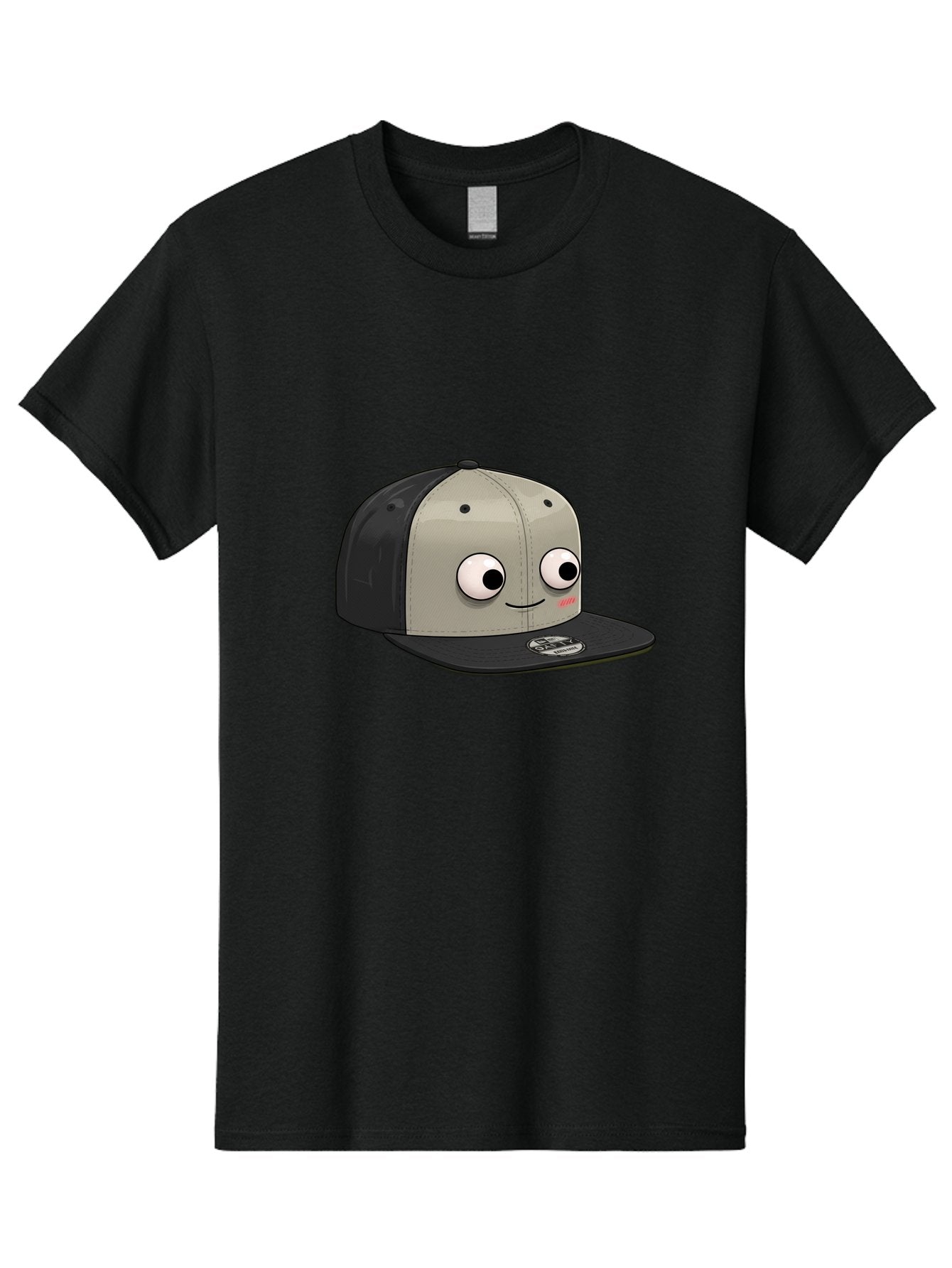 Cartoon-Baseball-Cap Men'S Graphic Tee, 100% Cotton, Comfortable Casual Summer Wear, Machine Washable, Funny Cartoon Baseball Cap, Cartoon Character Design, Smiling Face, Animated Hat, Digital Illustration, Playful Accessory, Bac787 3