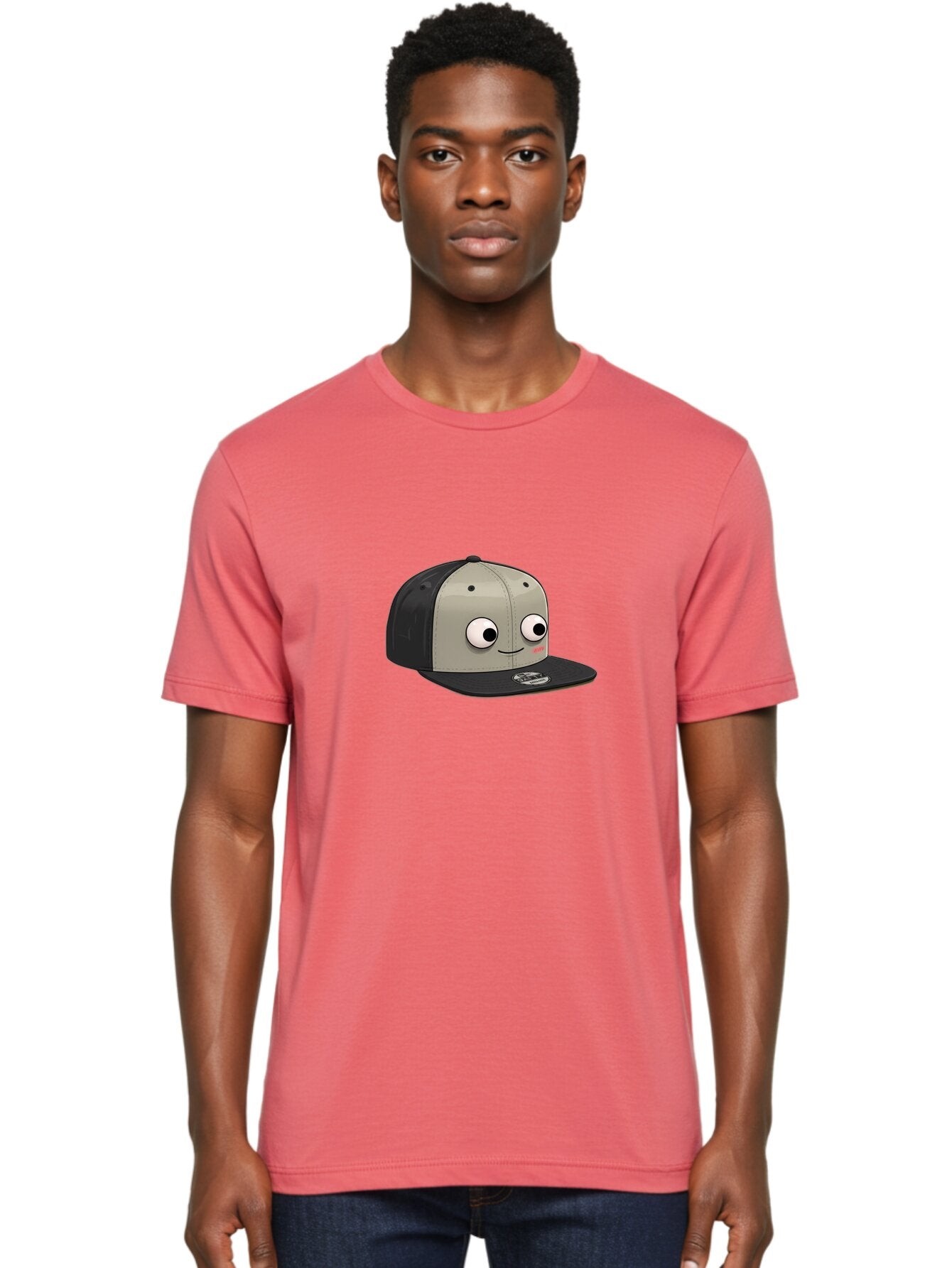 Cartoon-Baseball-Cap Men'S Graphic Tee, 100% Cotton, Comfortable Casual Summer Wear, Machine Washable, Funny Cartoon Baseball Cap, Cartoon Character Design, Smiling Face, Animated Hat, Digital Illustration, Playful Accessory, Bac787 16