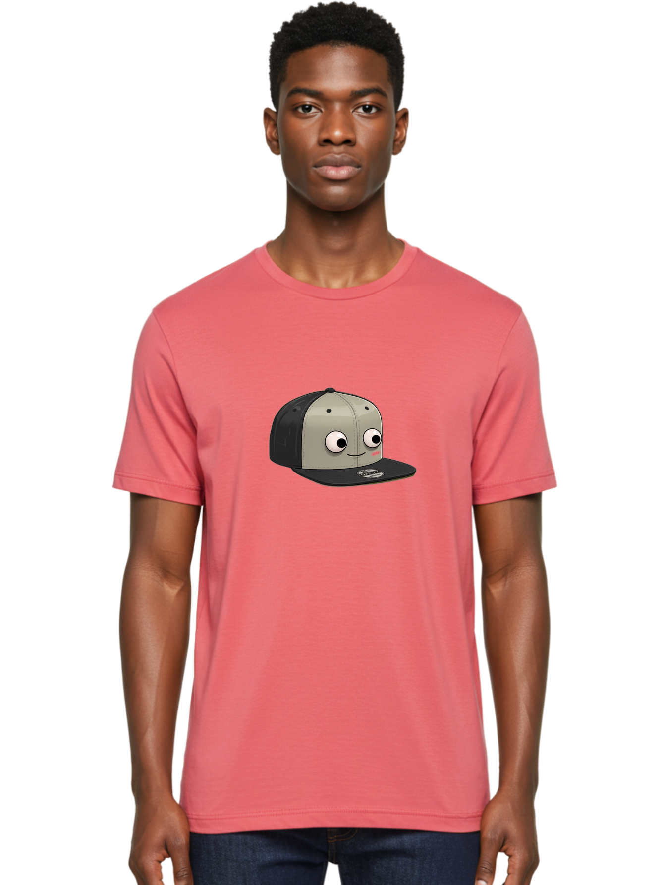 Cartoon-Baseball-Cap Men'S Graphic Tee, 100% Cotton, Comfortable Casual Summer Wear, Machine Washable, Funny Cartoon Baseball Cap, Cartoon Character Design, Smiling Face, Animated Hat, Digital Illustration, Playful Accessory, Bac787 28