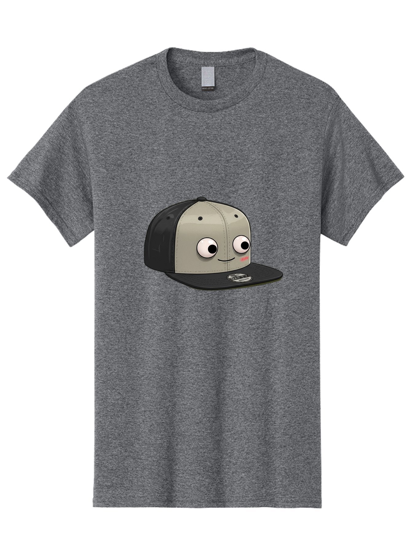 Cartoon-Baseball-Cap Men'S Graphic Tee, 100% Cotton, Comfortable Casual Summer Wear, Machine Washable, Funny Cartoon Baseball Cap, Cartoon Character Design, Smiling Face, Animated Hat, Digital Illustration, Playful Accessory, Bac787