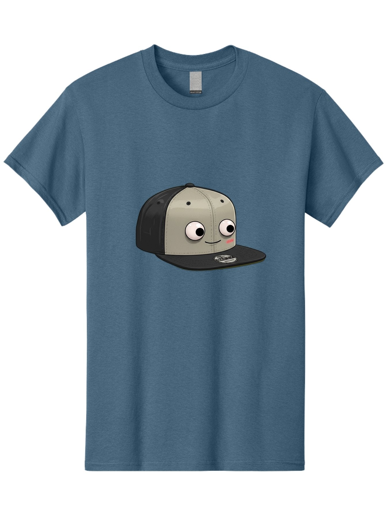 Cartoon-Baseball-Cap Men'S Graphic Tee, 100% Cotton, Comfortable Casual Summer Wear, Machine Washable, Funny Cartoon Baseball Cap, Cartoon Character Design, Smiling Face, Animated Hat, Digital Illustration, Playful Accessory, Bac787