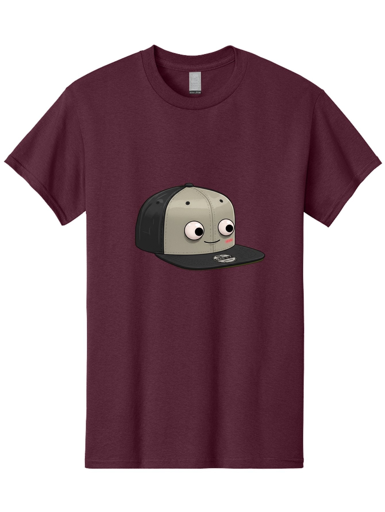 Cartoon-Baseball-Cap Men'S Graphic Tee, 100% Cotton, Comfortable Casual Summer Wear, Machine Washable, Funny Cartoon Baseball Cap, Cartoon Character Design, Smiling Face, Animated Hat, Digital Illustration, Playful Accessory, Bac787 11