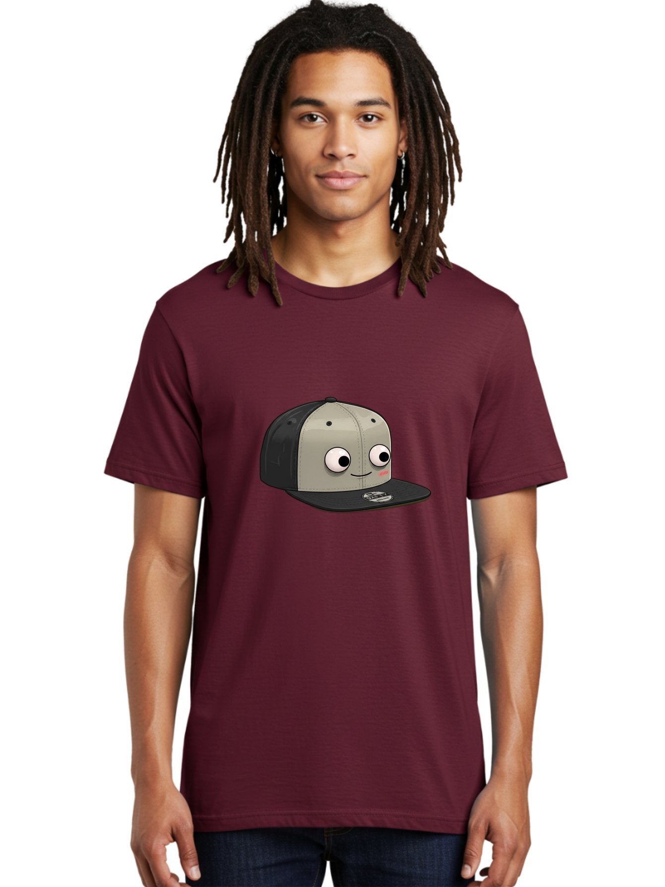 Cartoon-Baseball-Cap Men'S Graphic Tee, 100% Cotton, Comfortable Casual Summer Wear, Machine Washable, Funny Cartoon Baseball Cap, Cartoon Character Design, Smiling Face, Animated Hat, Digital Illustration, Playful Accessory, Bac787 27