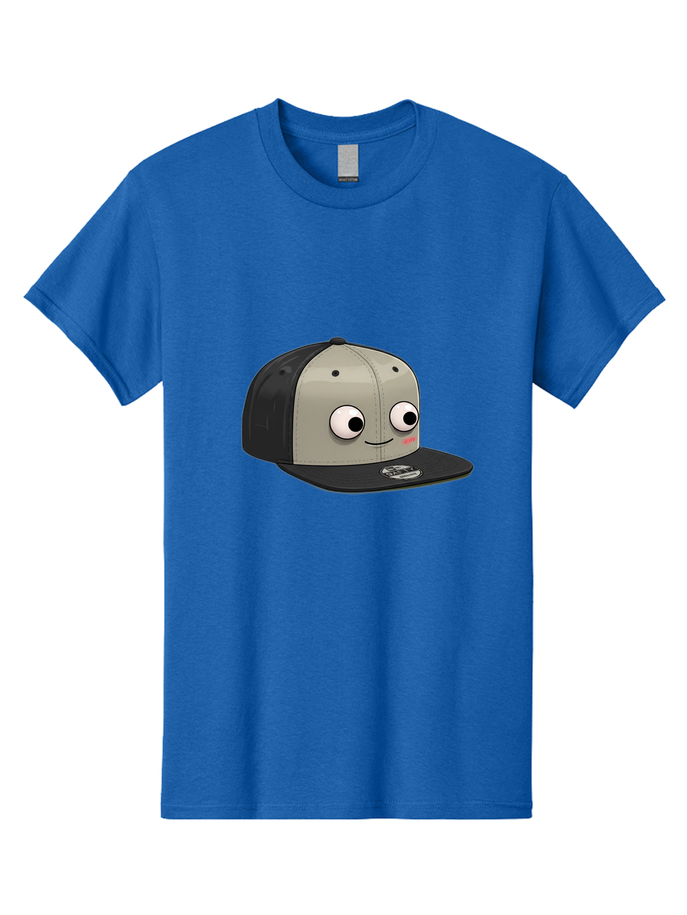 Cartoon-Baseball-Cap Men'S Graphic Tee, 100% Cotton, Comfortable Casual Summer Wear, Machine Washable, Funny Cartoon Baseball Cap, Cartoon Character Design, Smiling Face, Animated Hat, Digital Illustration, Playful Accessory, Bac787