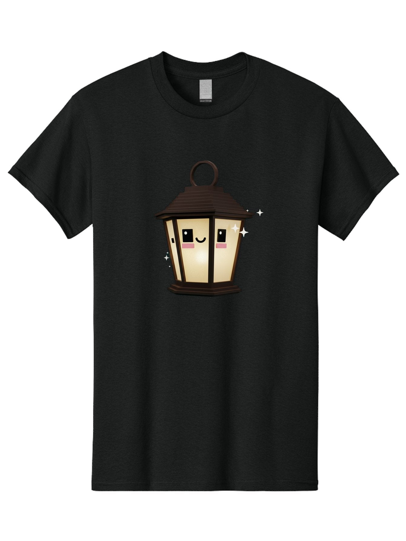 Cartoon-Lantern Men'S Graphic Tee, 100% Cotton, Comfortable Casual Summer Wear, Machine Washable, Cute Lantern, Smiling Face, Glowing Light, Magical Sparks, Kawaii Character, Charming Decoration, Happy Expression, Whimsical Design Bac792 11