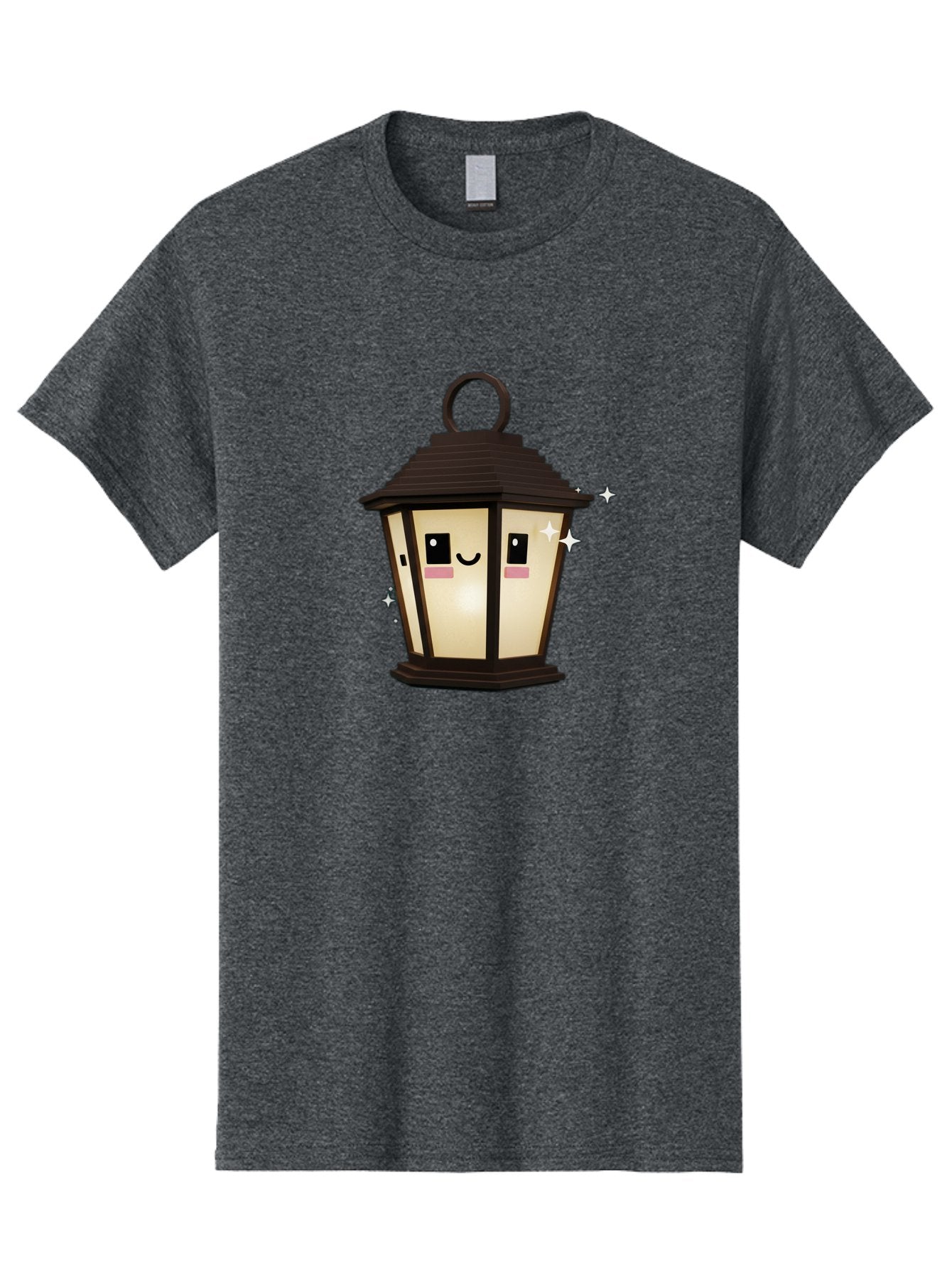 Cartoon-Lantern Men'S Graphic Tee, 100% Cotton, Comfortable Casual Summer Wear, Machine Washable, Cute Lantern, Smiling Face, Glowing Light, Magical Sparks, Kawaii Character, Charming Decoration, Happy Expression, Whimsical Design Bac792 5