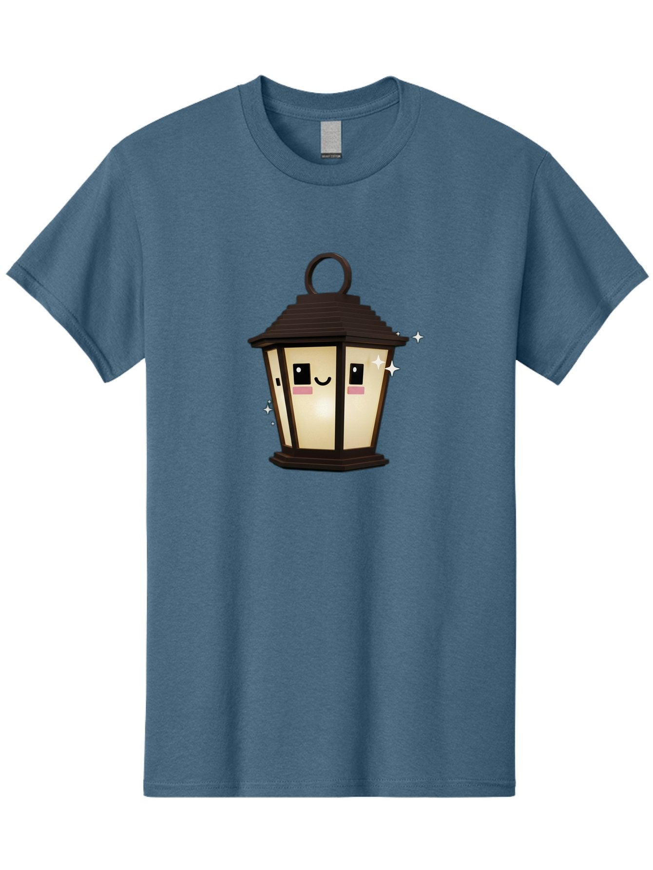 Cartoon-Lantern Men'S Graphic Tee, 100% Cotton, Comfortable Casual Summer Wear, Machine Washable, Cute Lantern, Smiling Face, Glowing Light, Magical Sparks, Kawaii Character, Charming Decoration, Happy Expression, Whimsical Design Bac792 4