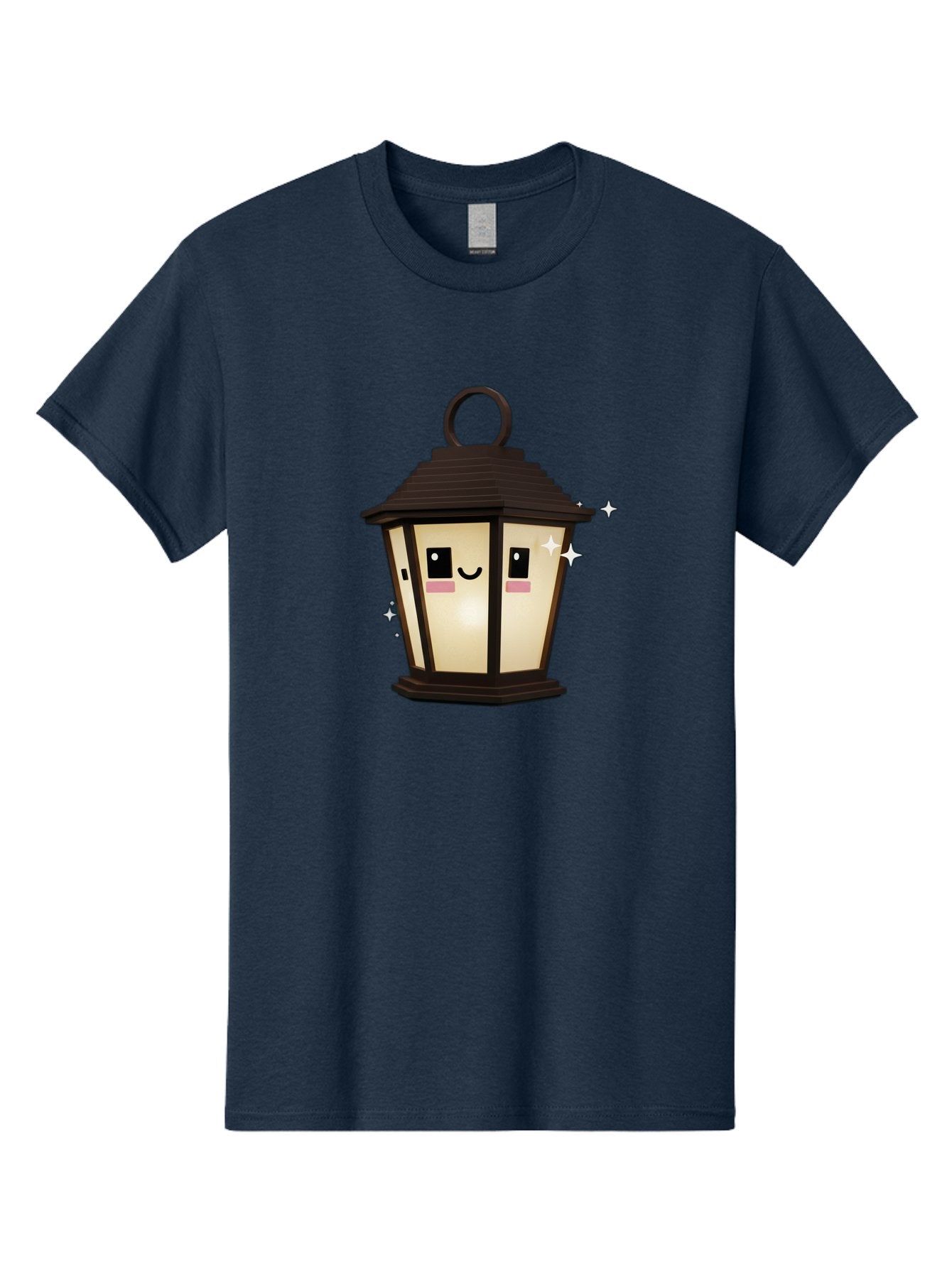 Cartoon-Lantern Men'S Graphic Tee, 100% Cotton, Comfortable Casual Summer Wear, Machine Washable, Cute Lantern, Smiling Face, Glowing Light, Magical Sparks, Kawaii Character, Charming Decoration, Happy Expression, Whimsical Design Bac792 9