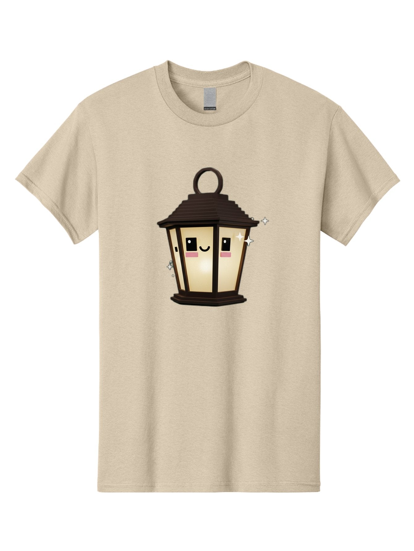 Cartoon-Lantern Men'S Graphic Tee, 100% Cotton, Comfortable Casual Summer Wear, Machine Washable, Cute Lantern, Smiling Face, Glowing Light, Magical Sparks, Kawaii Character, Charming Decoration, Happy Expression, Whimsical Design Bac792 6