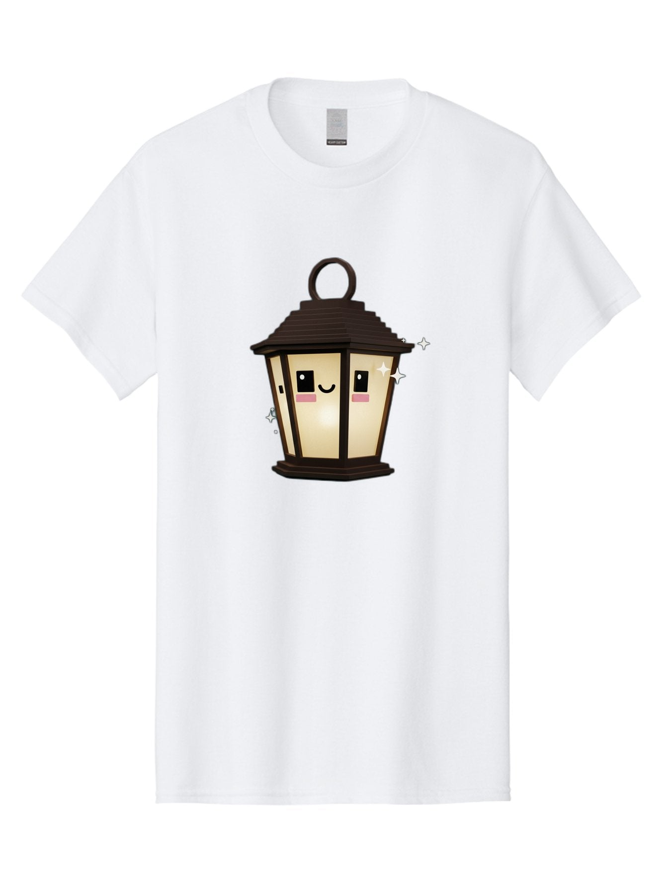 Cartoon-Lantern Men'S Graphic Tee, 100% Cotton, Comfortable Casual Summer Wear, Machine Washable, Cute Lantern, Smiling Face, Glowing Light, Magical Sparks, Kawaii Character, Charming Decoration, Happy Expression, Whimsical Design Bac792 14