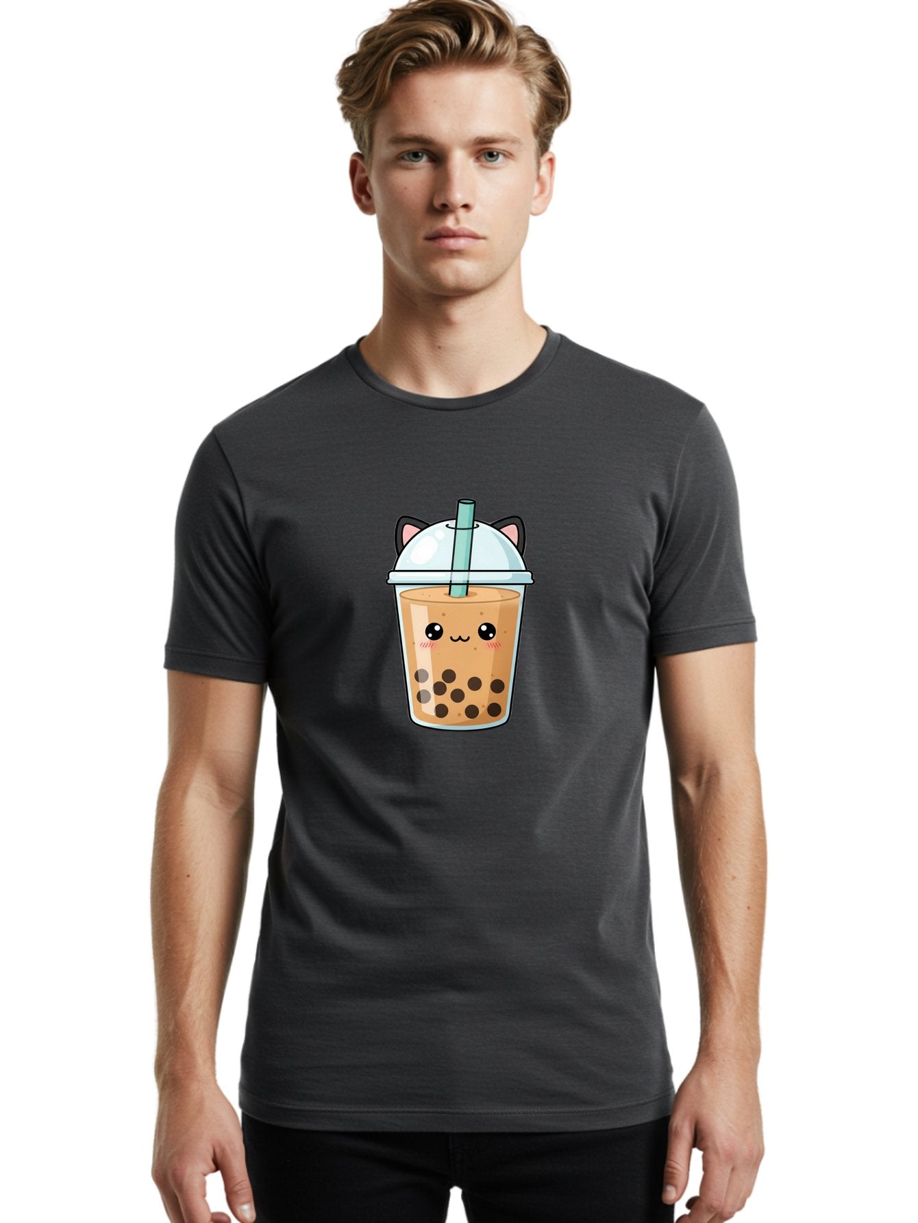 Cat-Bubble-Tea-1 Men'S Graphic Tee, 100% Cotton, Comfortable Casual Summer Wear, Machine Washable, Boba Tea, Cartoon Cat, Cute Drink, Bubble Tea, Adorable Character, Kawaii Culture, Tea Time, Fun Illustration, Milk Tea, Sweet Treat, Cat Ears, Bac795 17
